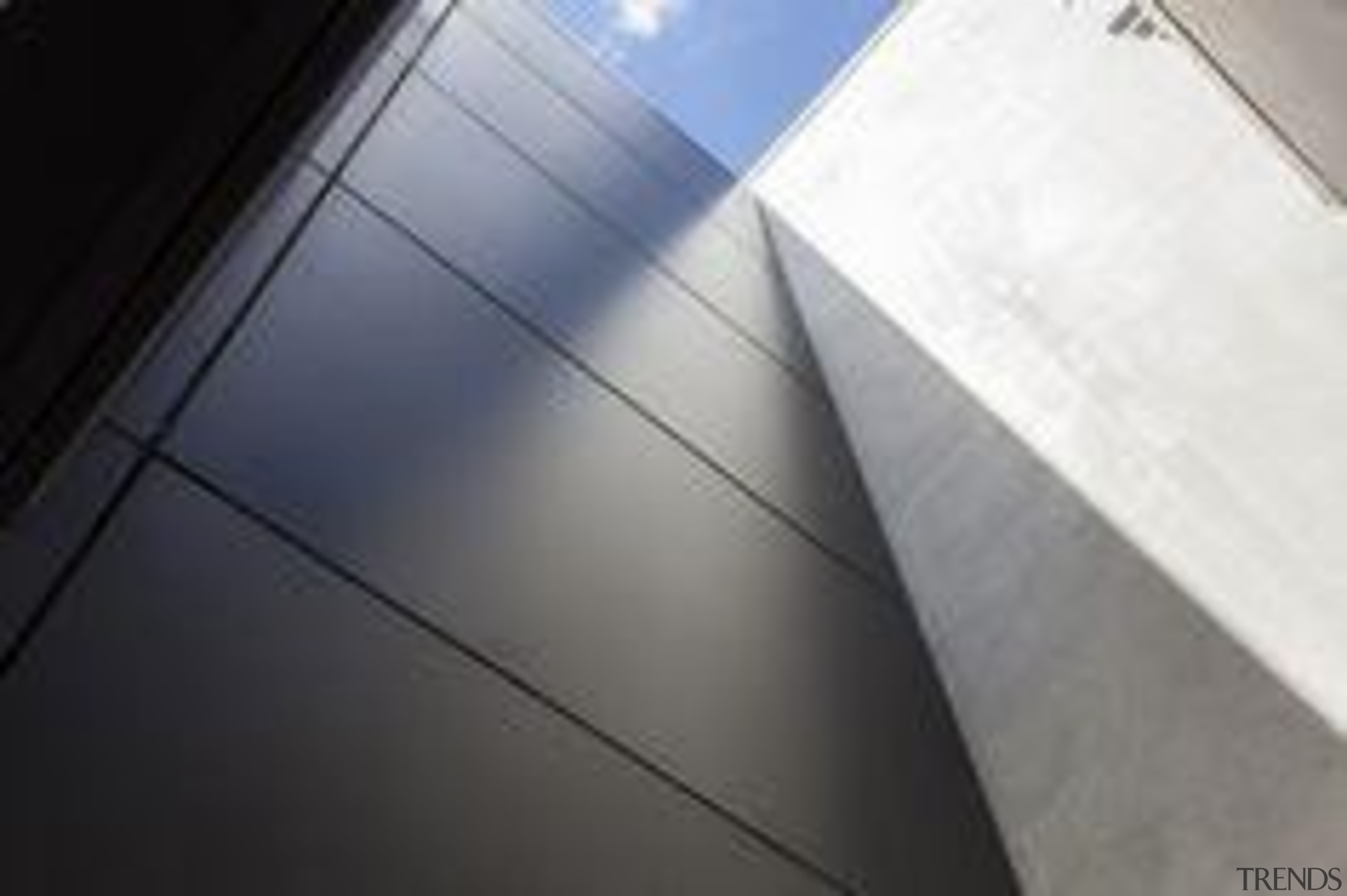 Foley Architects Building, Christchurch, New Zealand. Black cladding angle, architecture, daylighting, floor, glass, line, sky, wood, gray, black