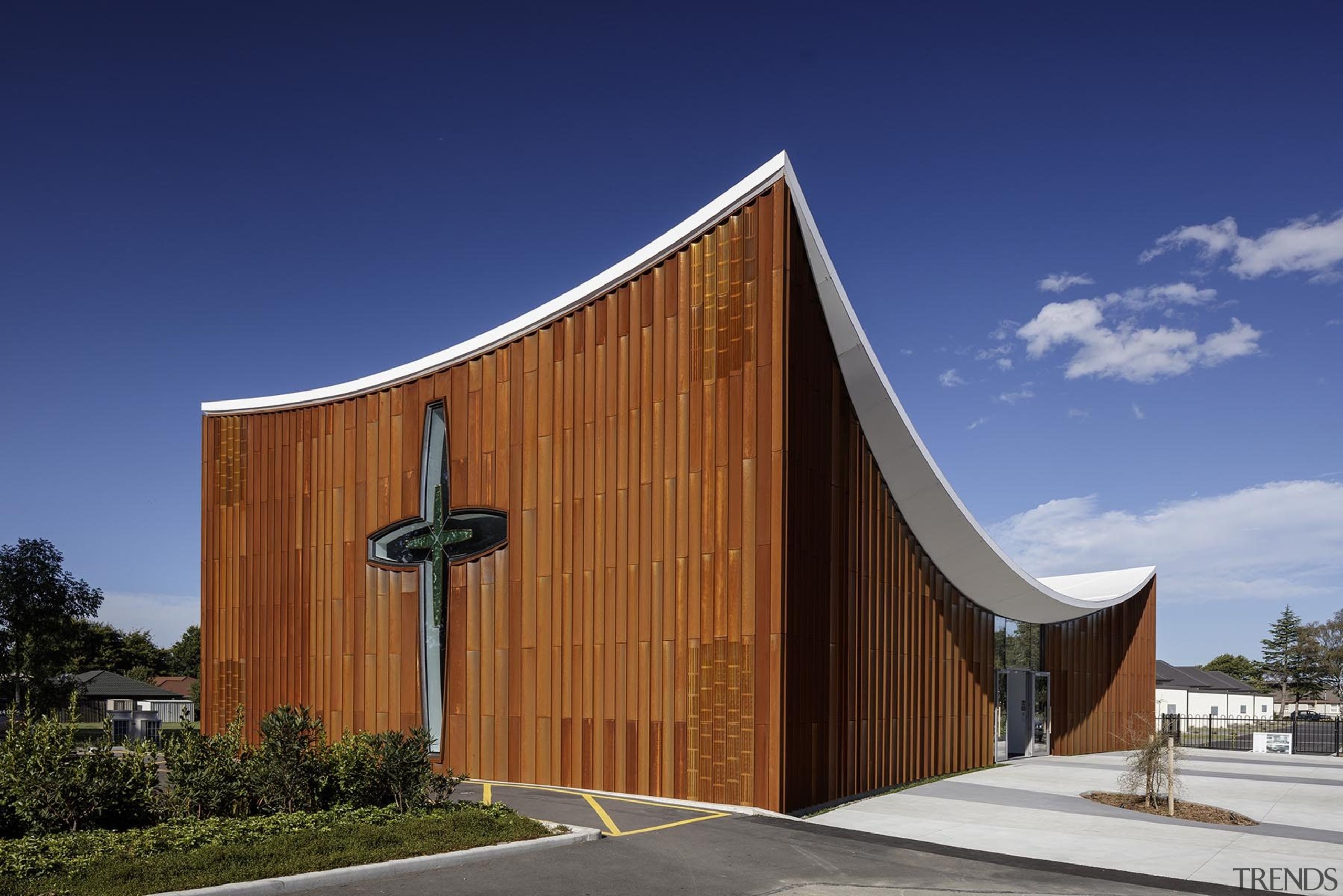 Public Architecture: Te Manawa Atawhai Catherine Mcauley Centre architecture, building, chapel, facade, house, sky, blue