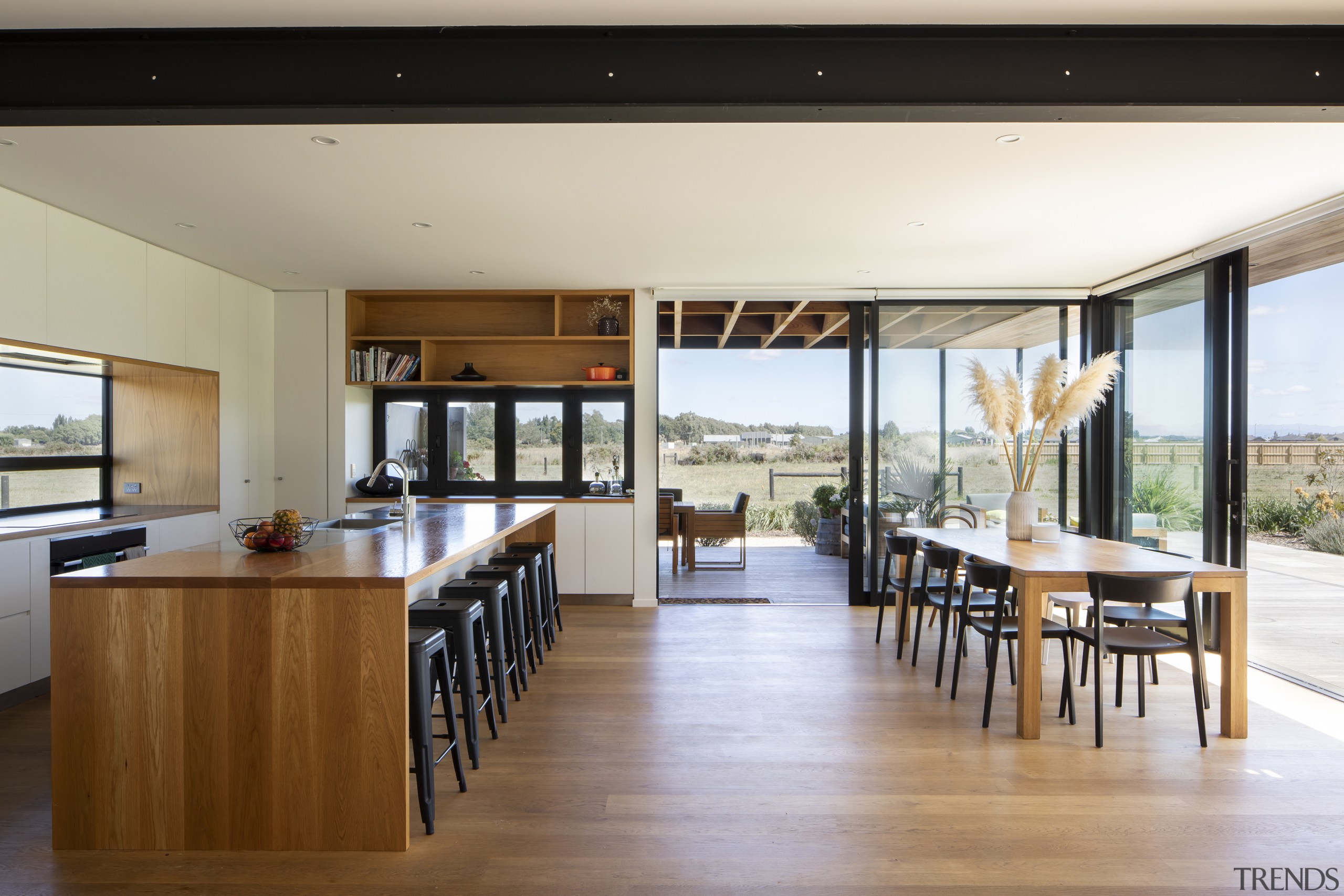 The entertainer's kitchen enjoys external views in all 