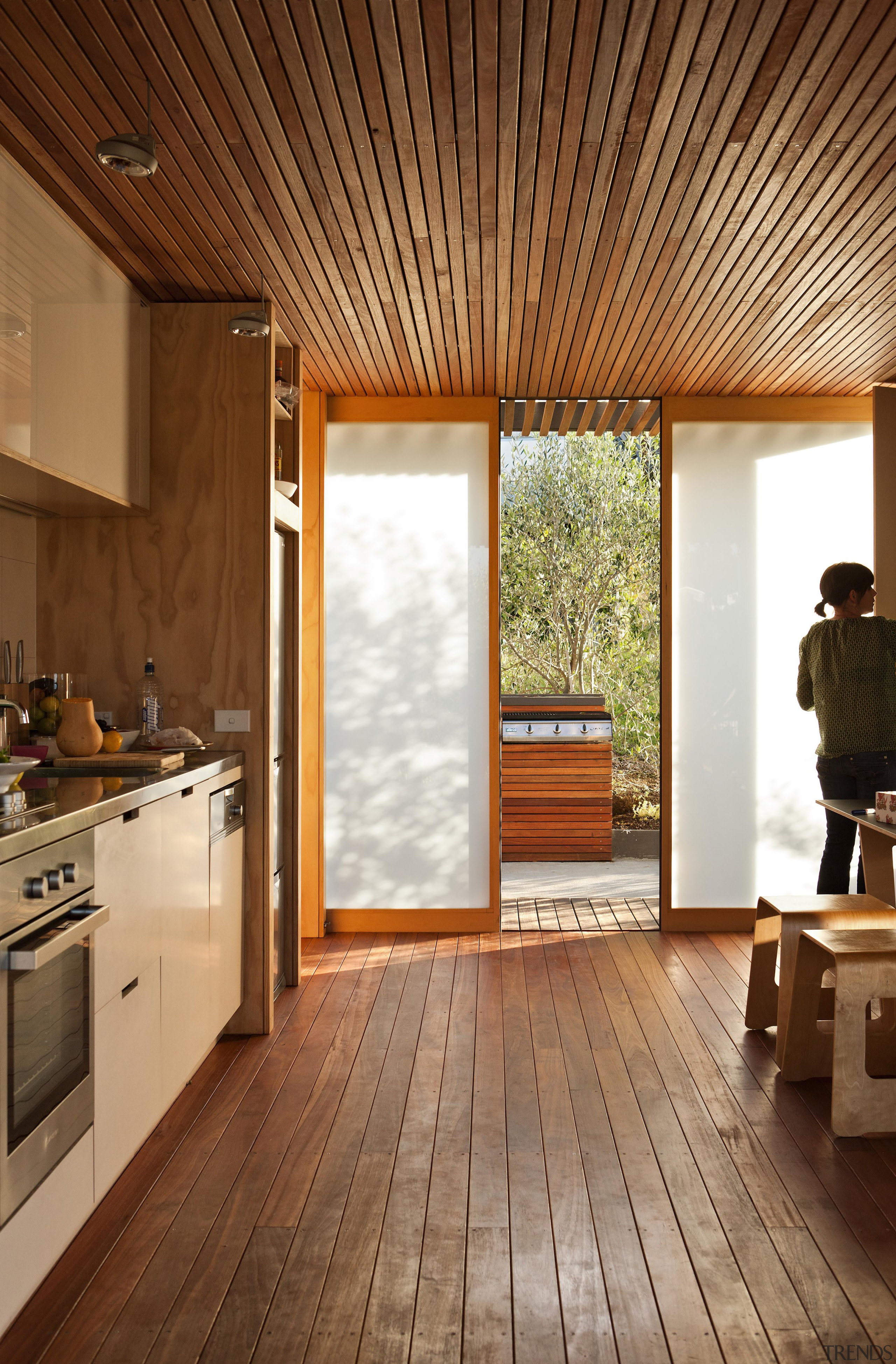 Coromandel, New Zealand - Studio 19 Onemana Bach architecture, ceiling, daylighting, floor, flooring, hardwood, house, interior design, laminate flooring, wall, window, wood, wood flooring, brown