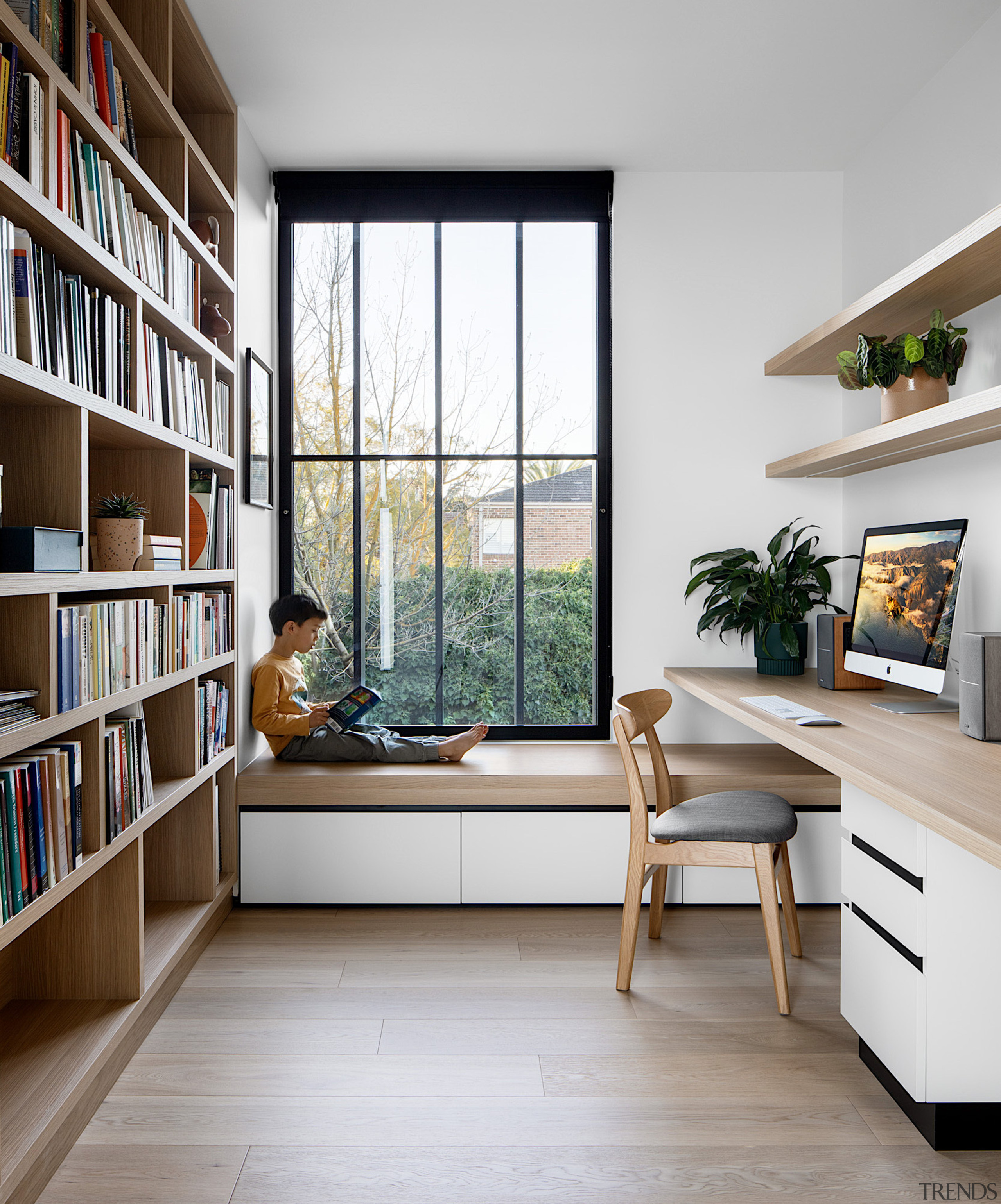 The new study with built-in book shelving is 