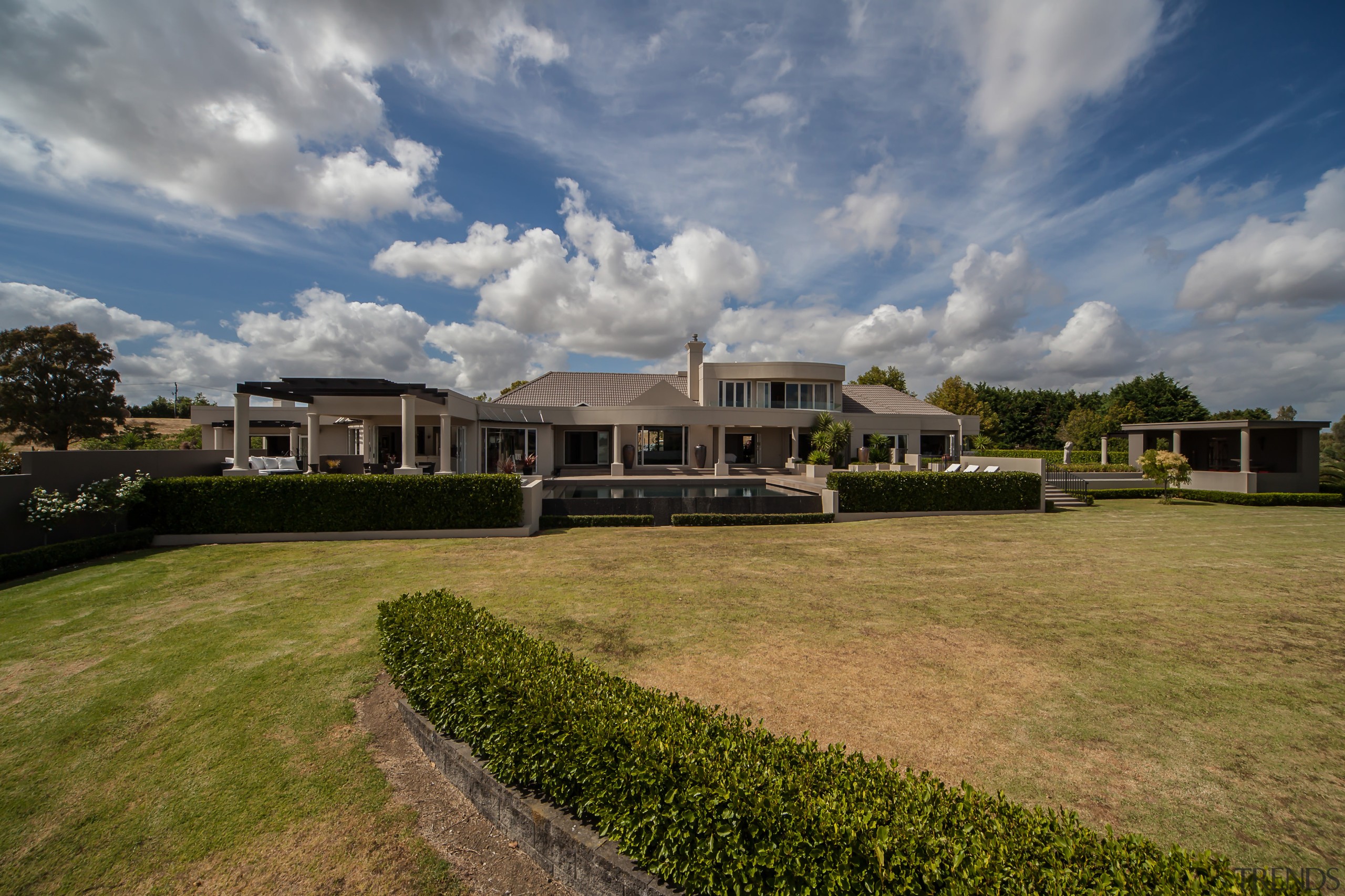 Entertainers delight  a major renovation to this architecture, cloud, cottage, estate, grass, home, house, landscape, lawn, plant, property, real estate, residential area, sky, tree, brown, gray