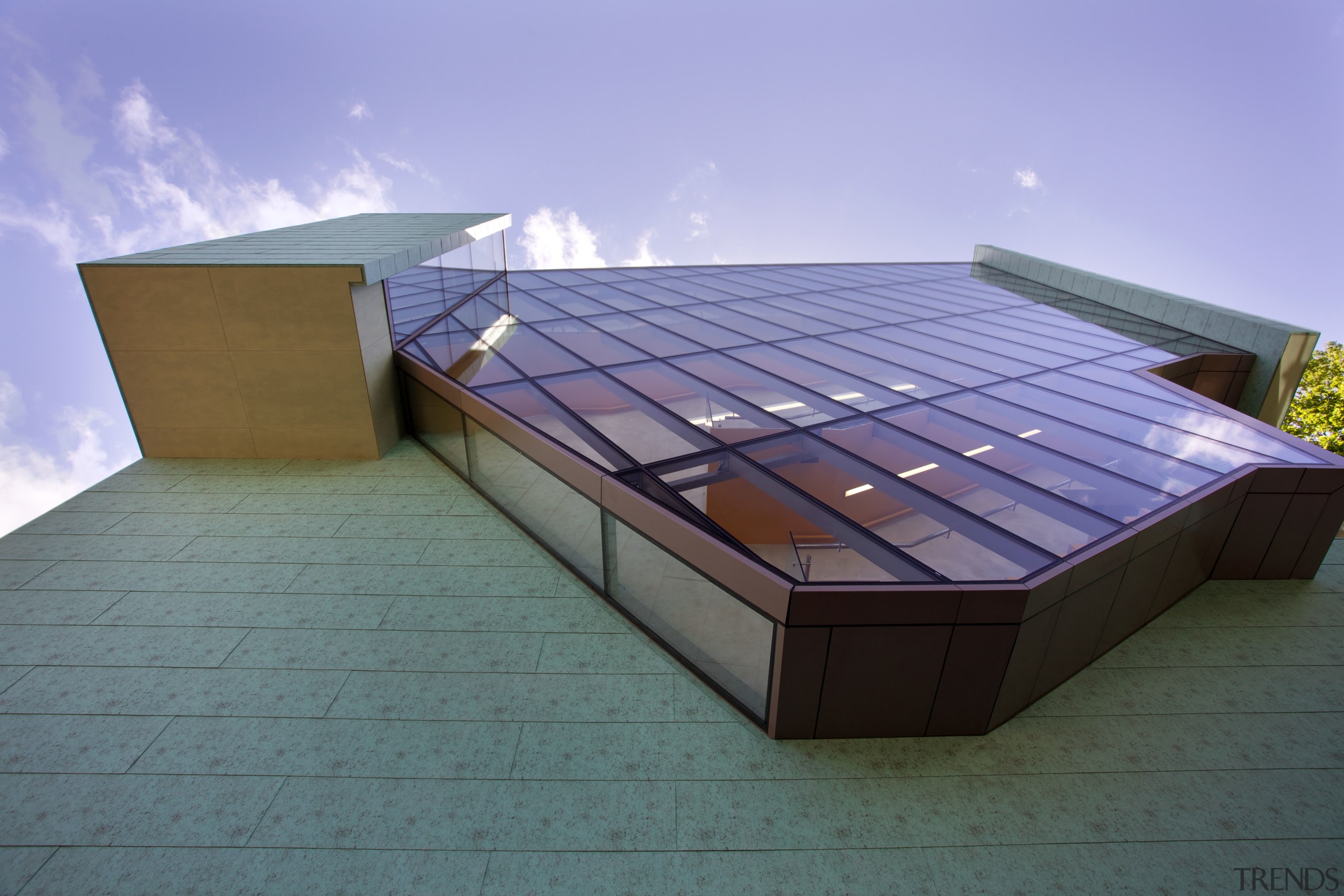 Prefa pre-painted cladding on Te Uru Waitakere Contemporary architecture, daylighting, house, roof, blue, gray