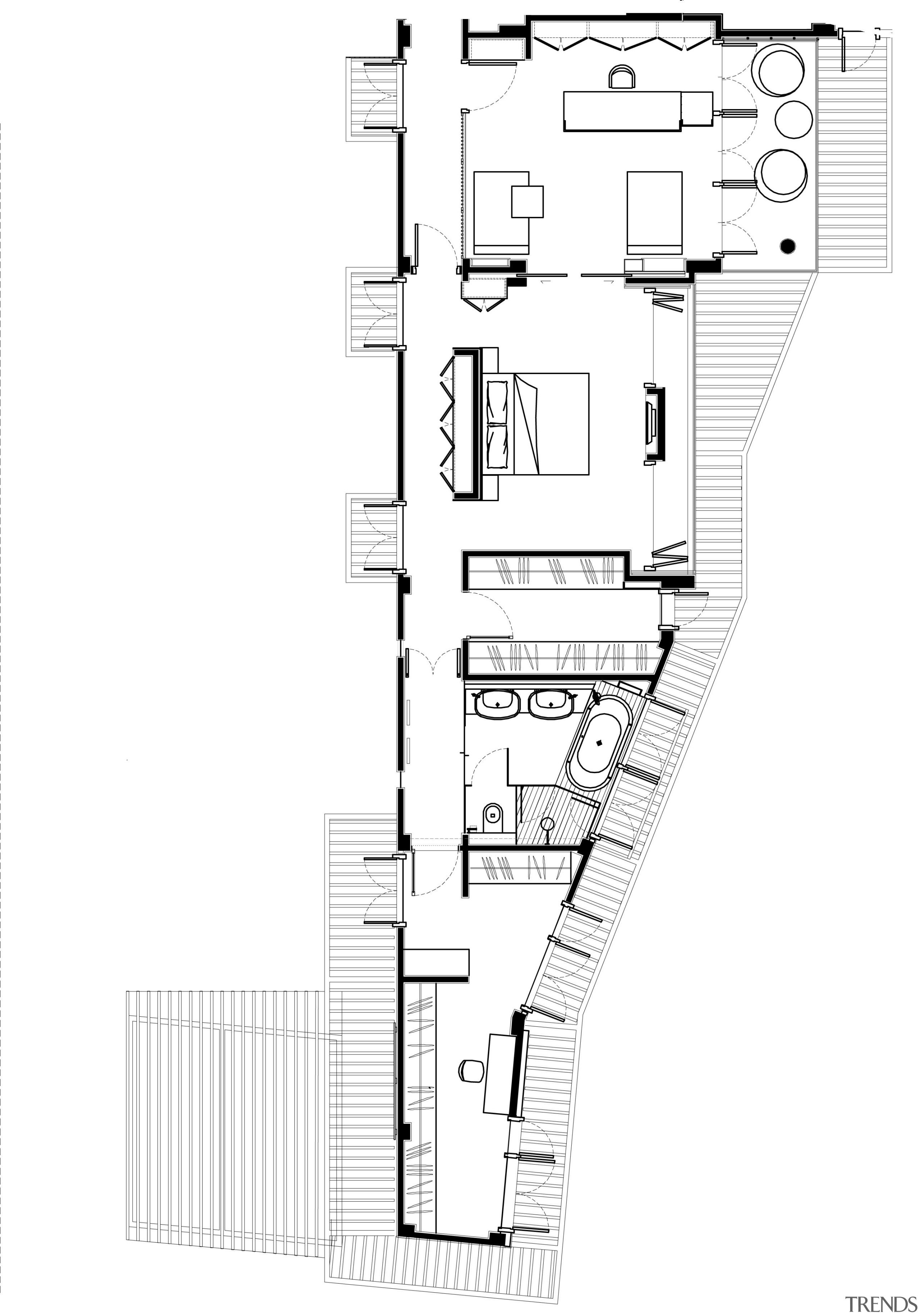 View of architectural floor plans. - View of architecture, area, black and white, design, diagram, drawing, floor plan, line, line art, plan, product design, schematic, structure, white