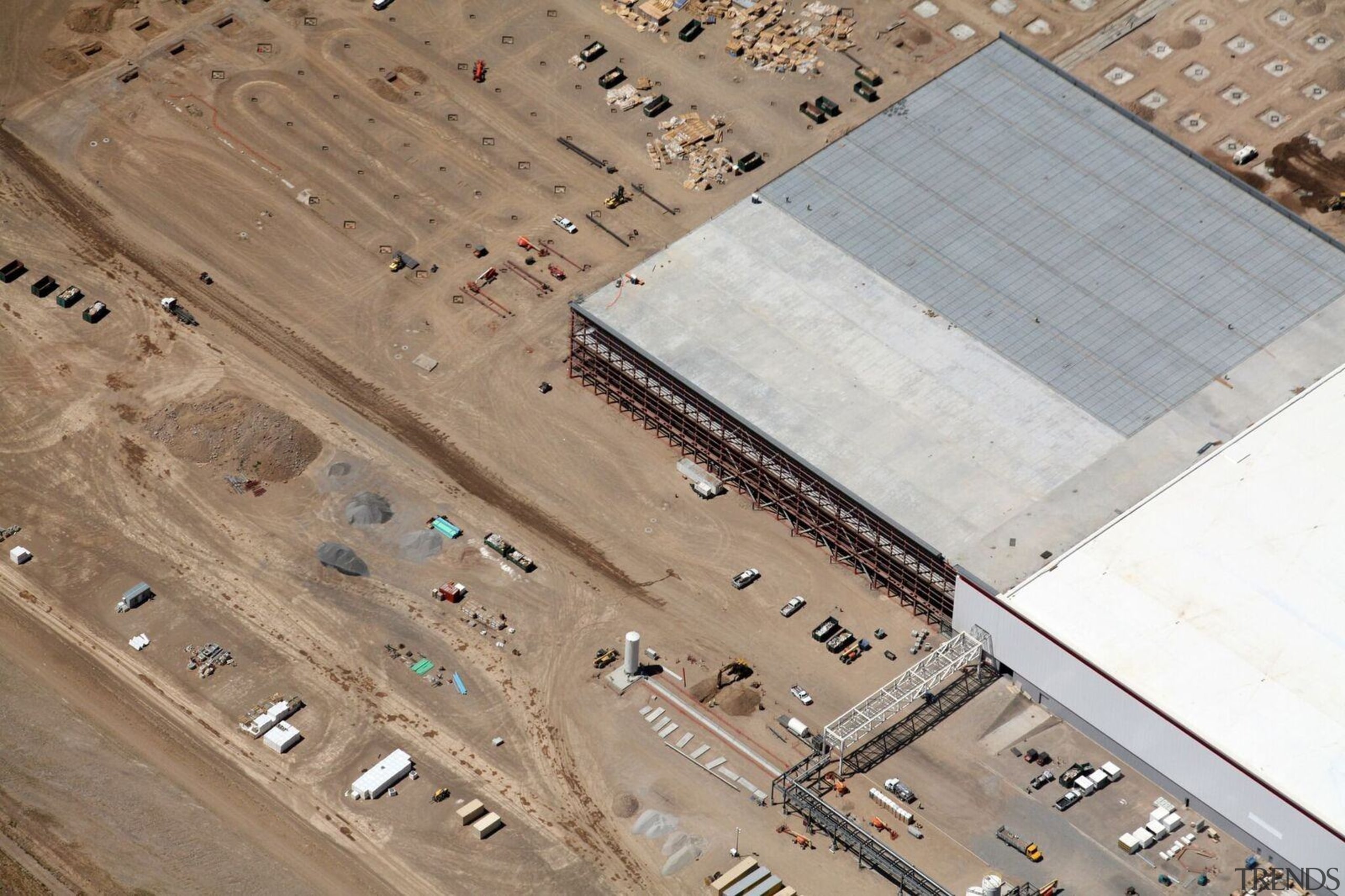 Construction proceeds one of the blocks - Construction aerial photography, bird's eye view, line, photography, brown, gray