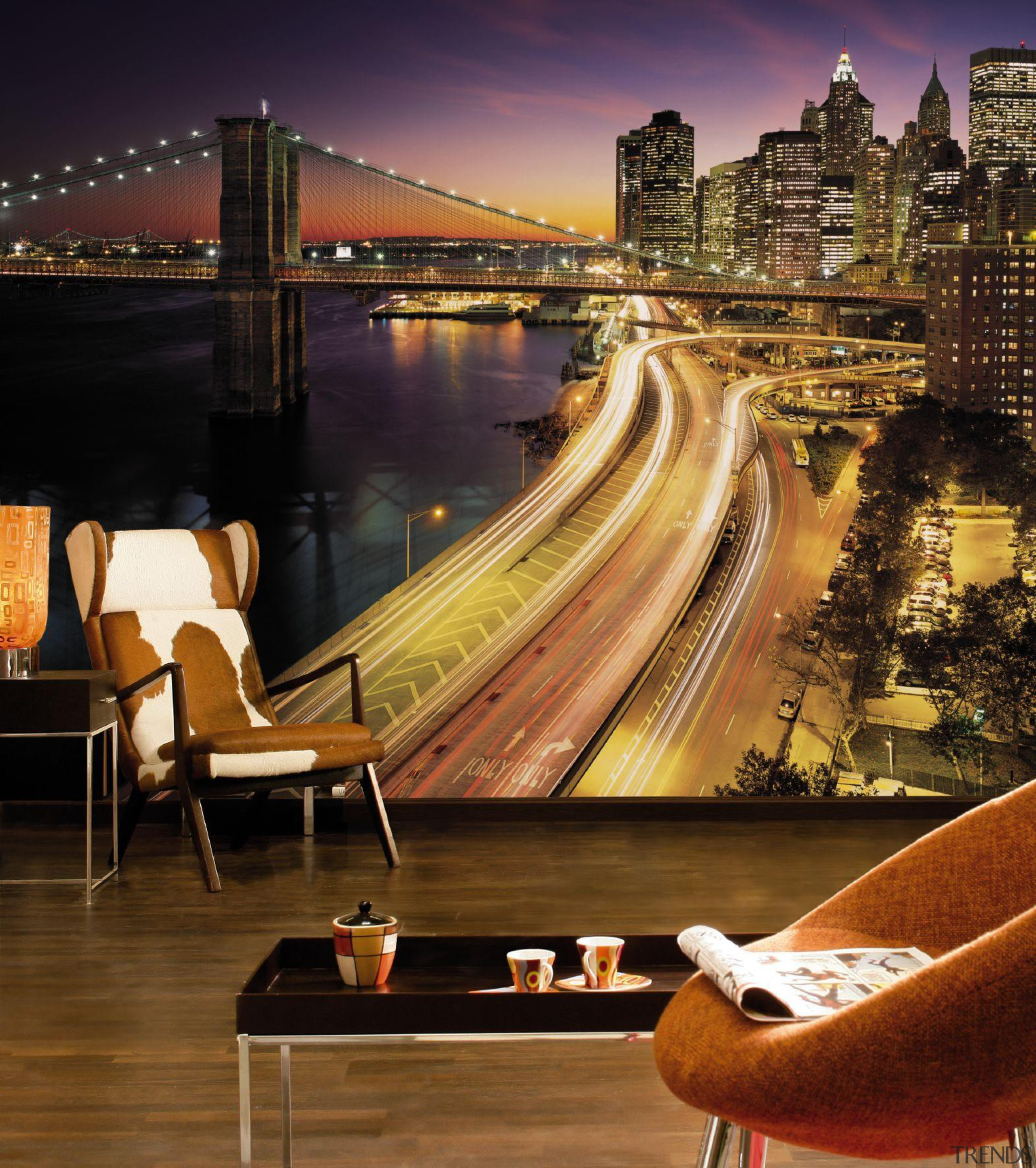 NYC Lights Interieur - Italian Color Range - cityscape, night, reflection, brown, black