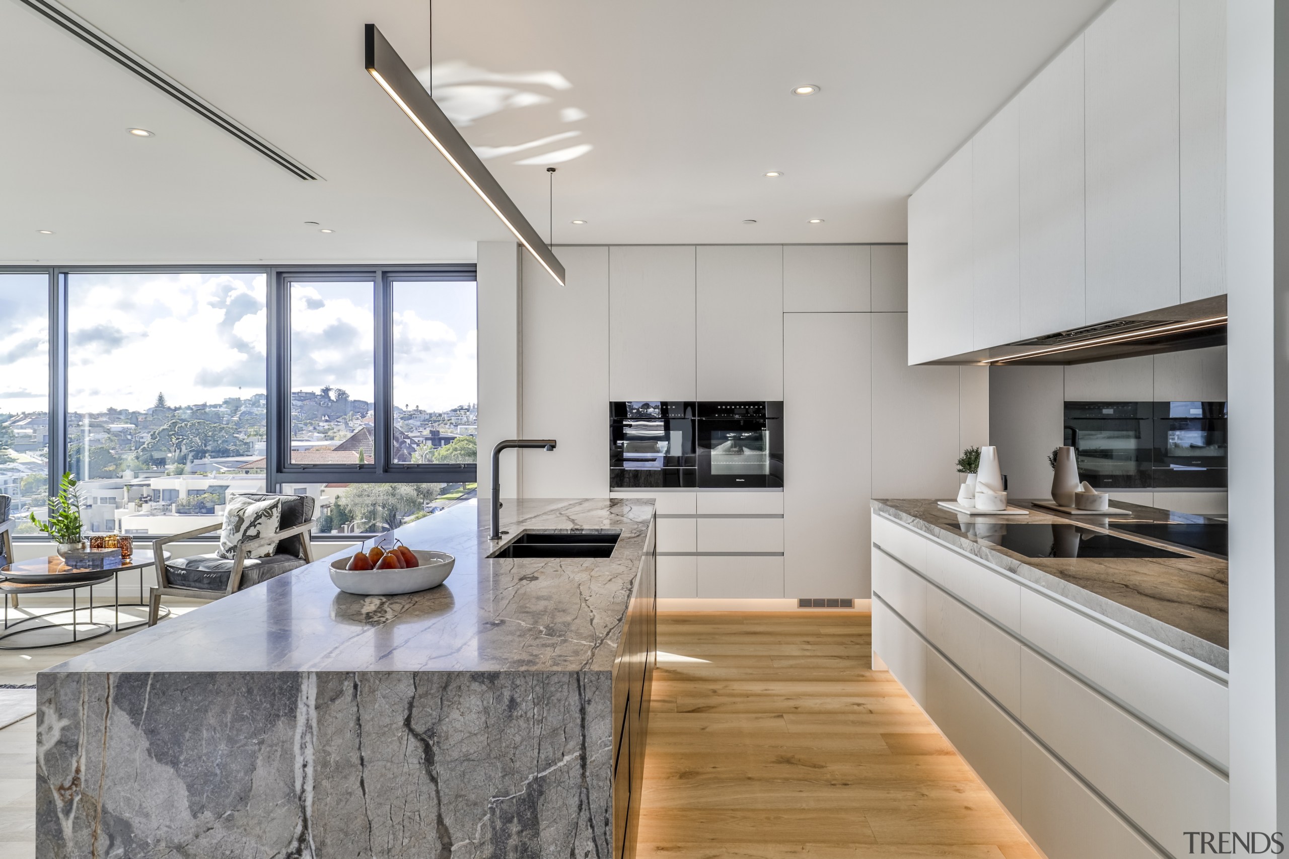 The kitchen island is a statement in its 