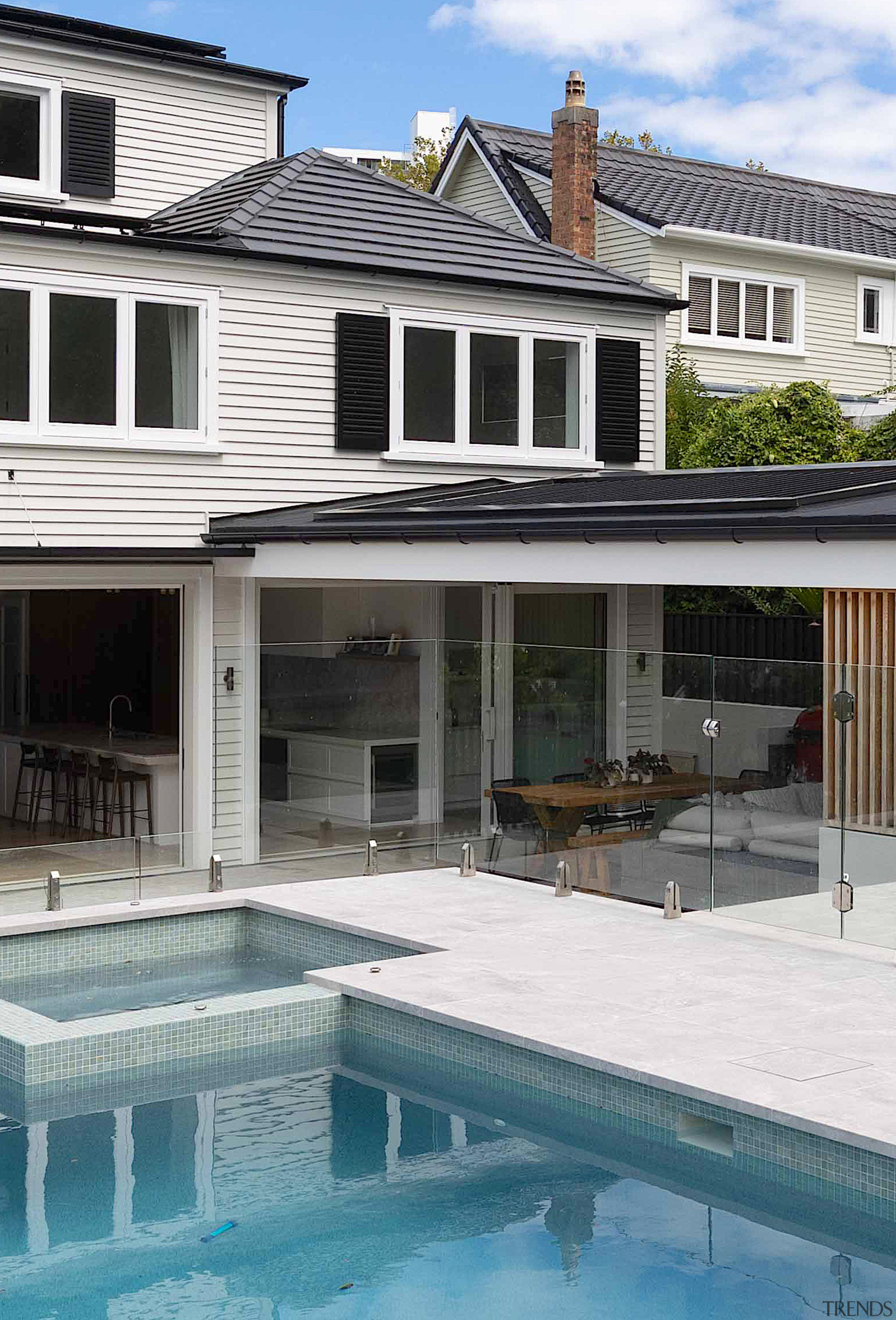 The rear of the home now has an 