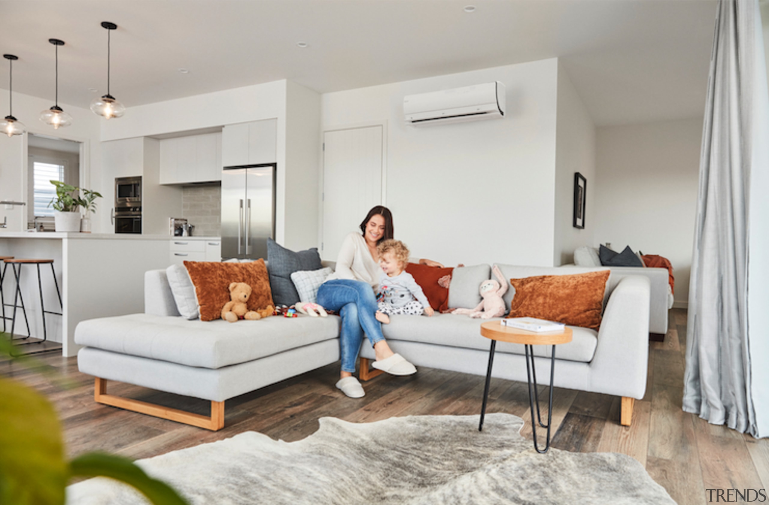 Daikin Replacement - couch | floor | flooring couch, floor, flooring, furniture, home, interior design, living room, room, table, window, gray, white