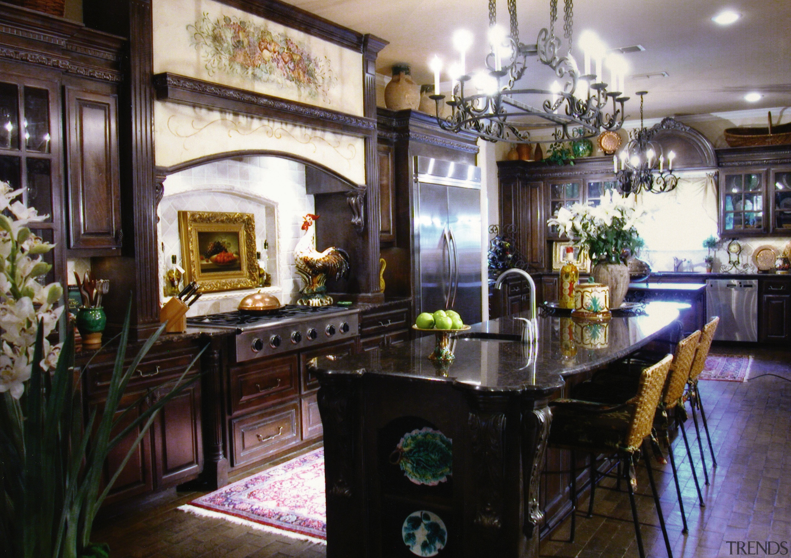 view of this custom designed kitchen - view countertop, dining room, home, interior design, living room, real estate