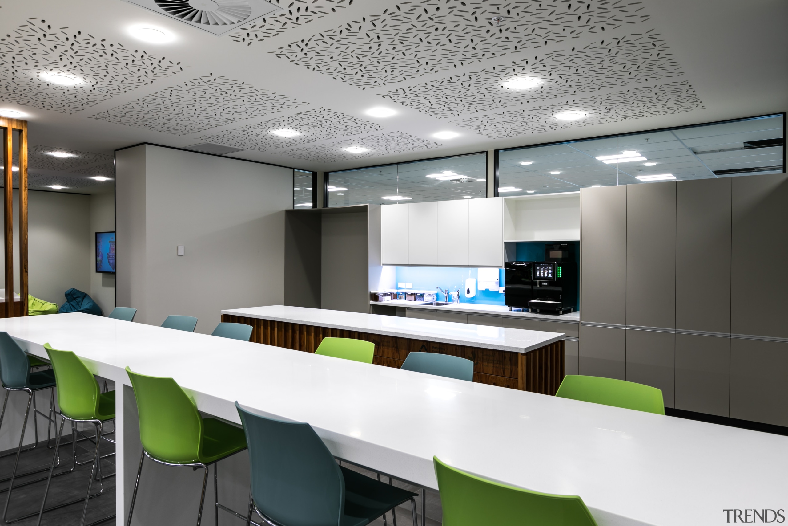 Joinery specialist Image Interiors created the utility kitchen architecture, ceiling, conference hall, interior design, office, product design, table, gray