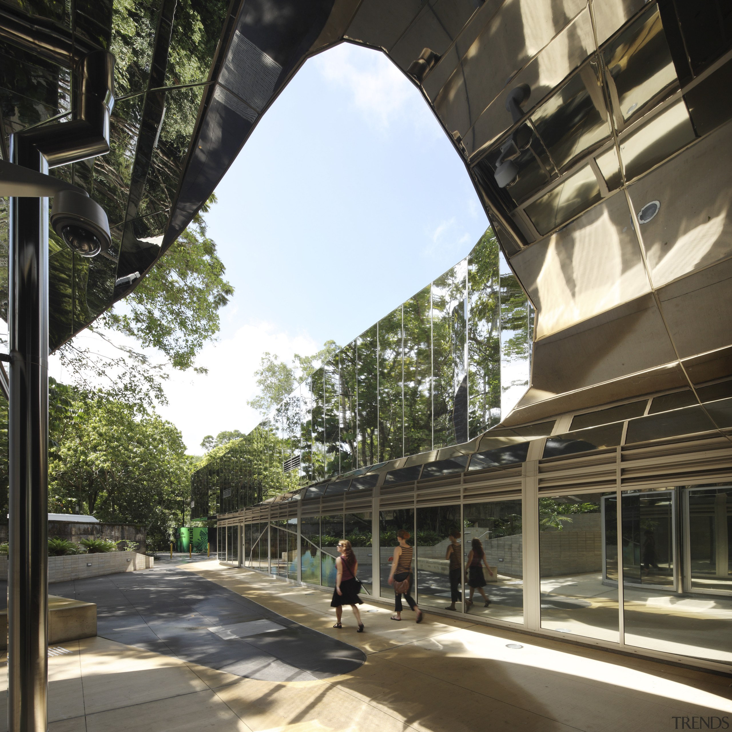 outdoor view of Cairns Botanic Gardens Visitor Centre architecture, building, city, metropolitan area, mixed use, residential area, transport, tree, black, brown