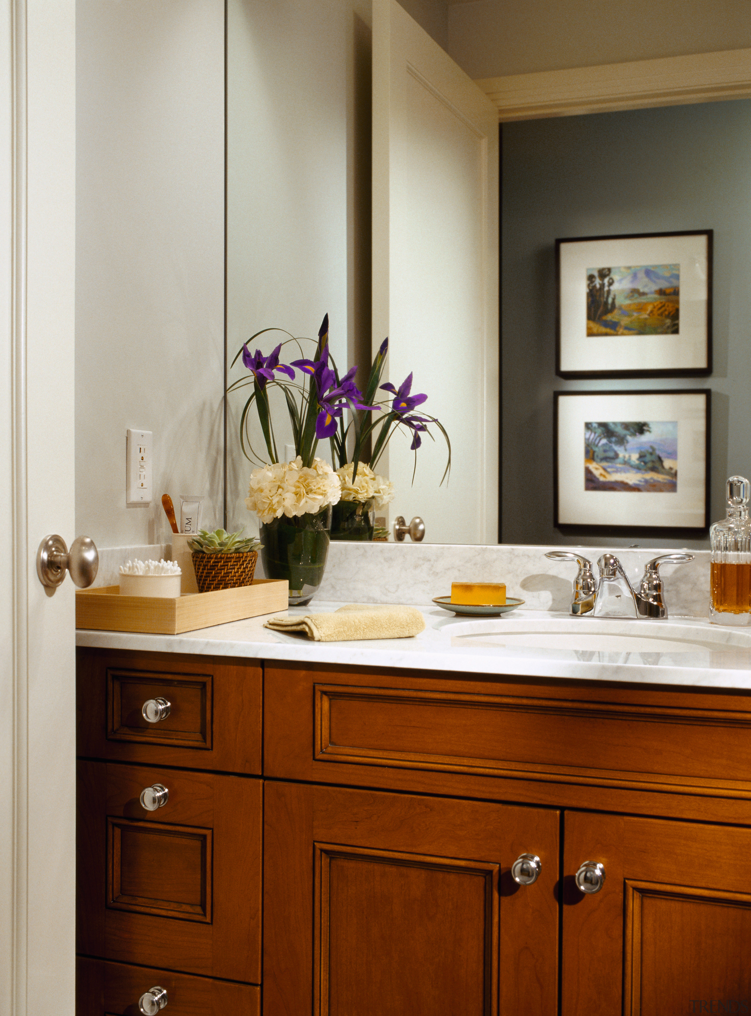 A view of the custom timber cabinetry designed bathroom, bathroom accessory, bathroom cabinet, cabinetry, chest of drawers, countertop, furniture, home, interior design, kitchen, room, sink, brown, gray