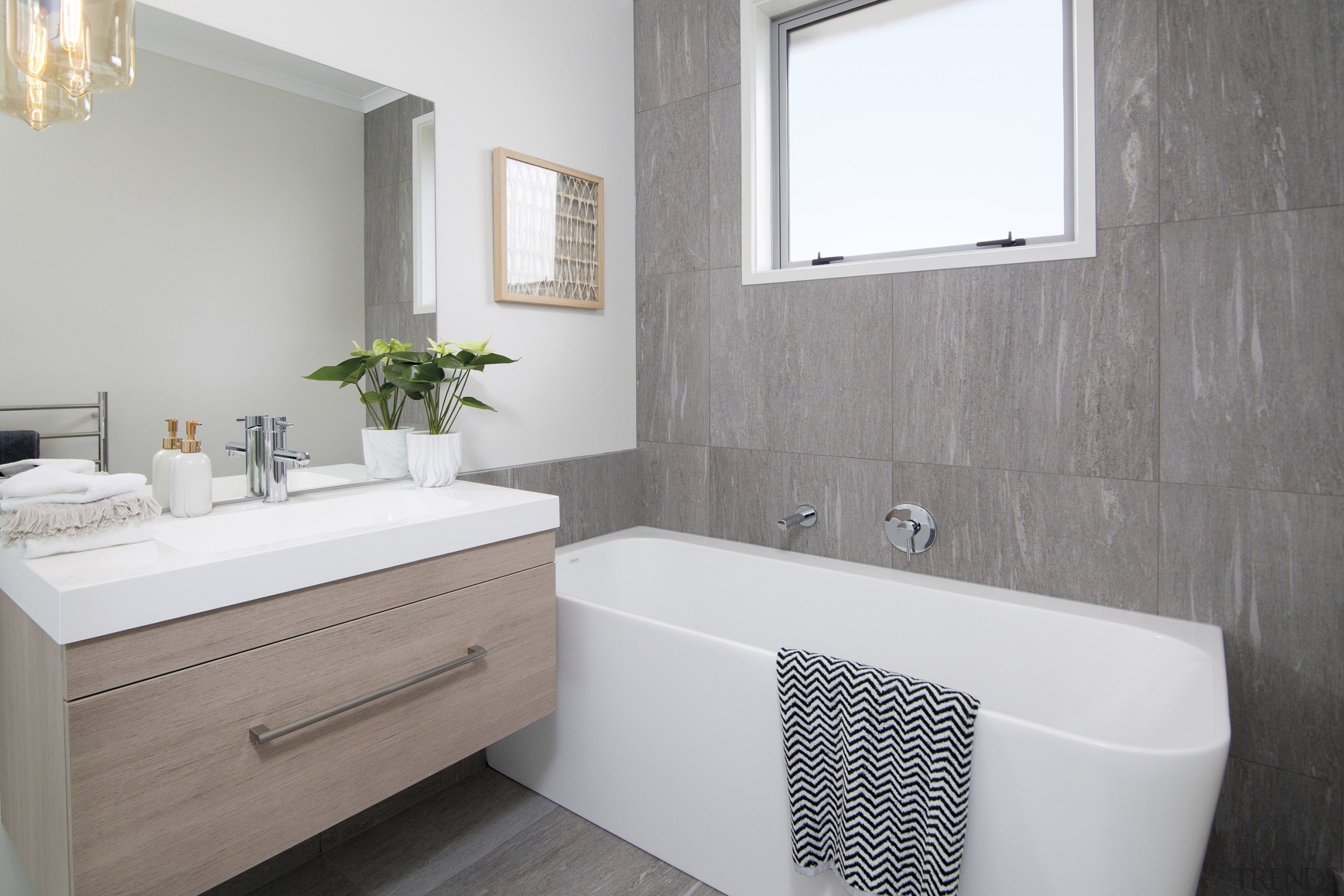 Is the bathroom used by visitors? - Is bathroom, bathroom accessory, bathroom cabinet, floor, home, interior design, plumbing fixture, product design, room, sink, tap, tile, gray, white