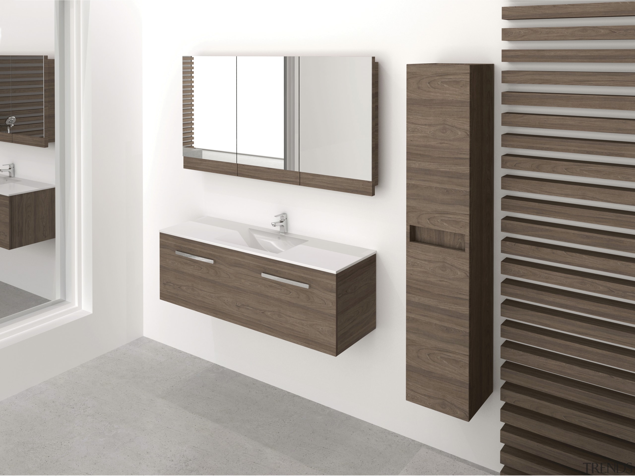 Many of the Elementi vanities from Robertson feature bathroom, bathroom accessory, bathroom cabinet, floor, interior design, product, product design, sink, tap, wall, wood, white