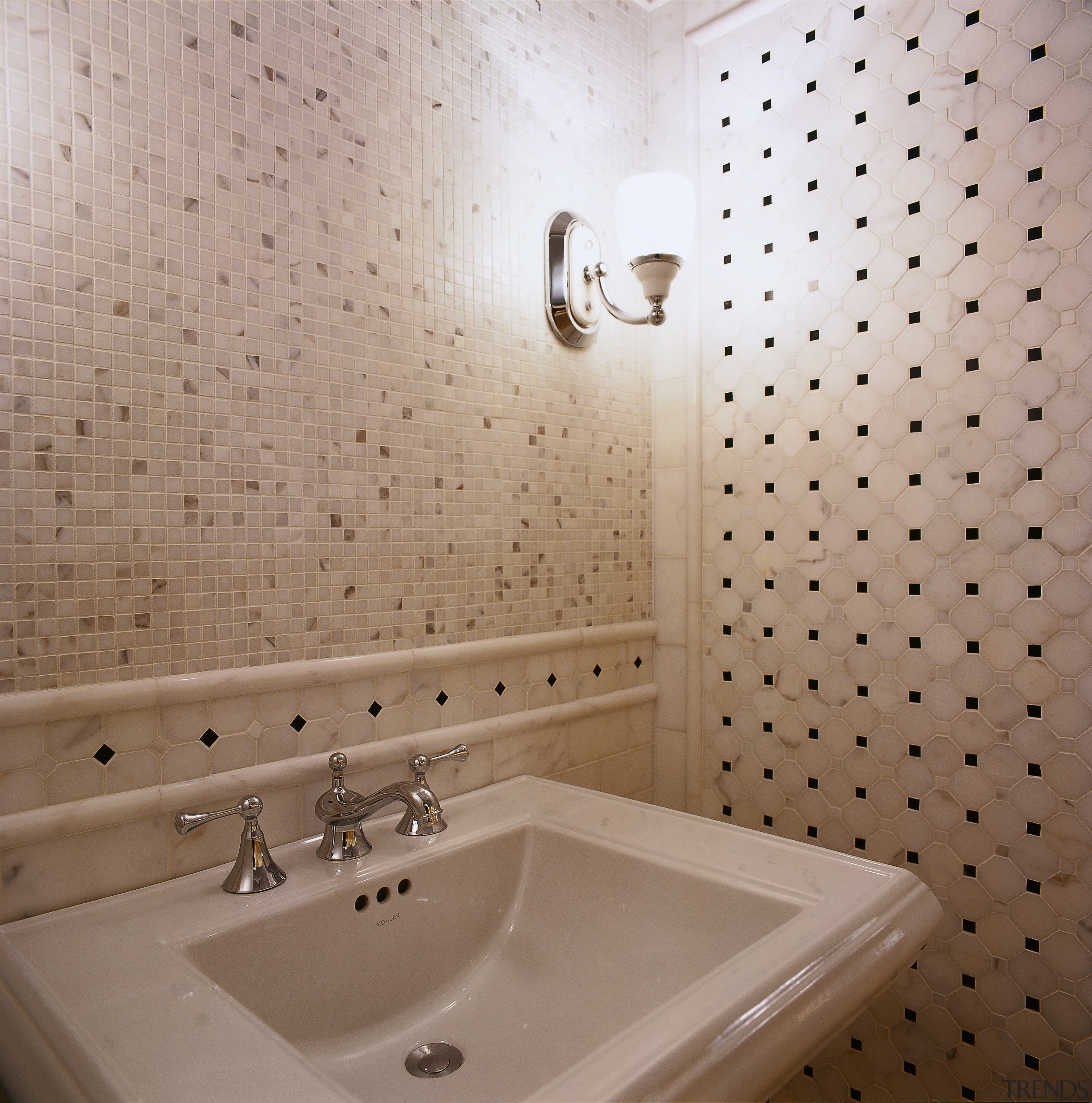 View of this hand basin - View of bathroom, bathroom sink, ceiling, ceramic, floor, flooring, interior design, plumbing fixture, room, sink, tap, tile, wall, gray, brown