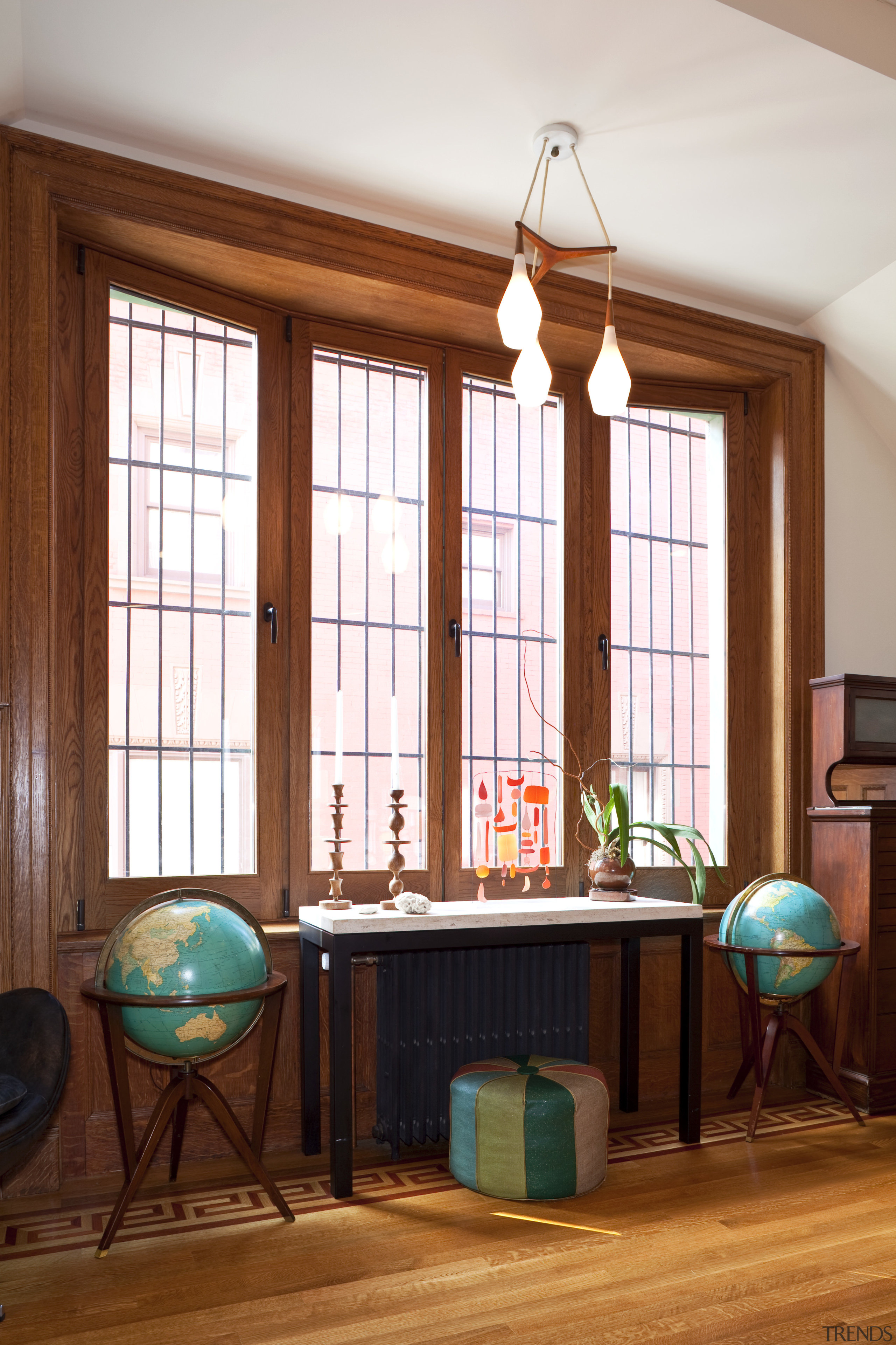 This house was remodeled by Architect Brian J. billiard room, ceiling, daylighting, furniture, hardwood, home, interior design, living room, recreation room, room, table, wall, window, wood, white, brown