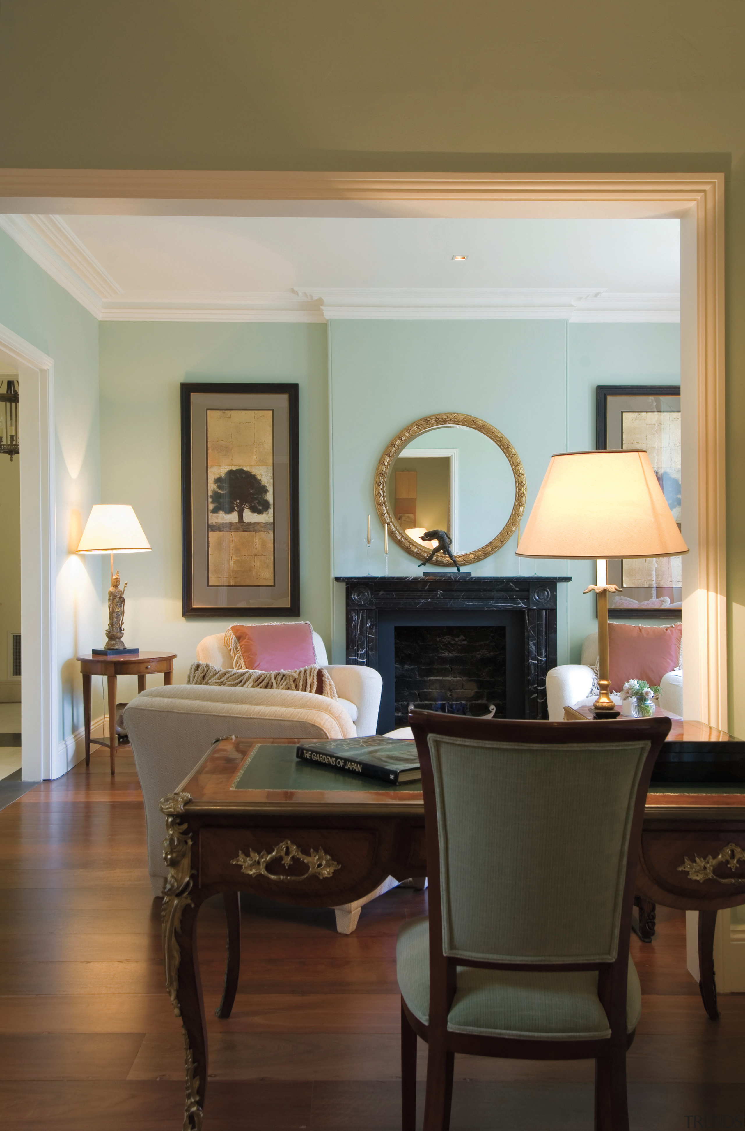 A view of the internal living areas featuring ceiling, chair, dining room, furniture, hardwood, home, interior design, living room, room, table, window, brown, black