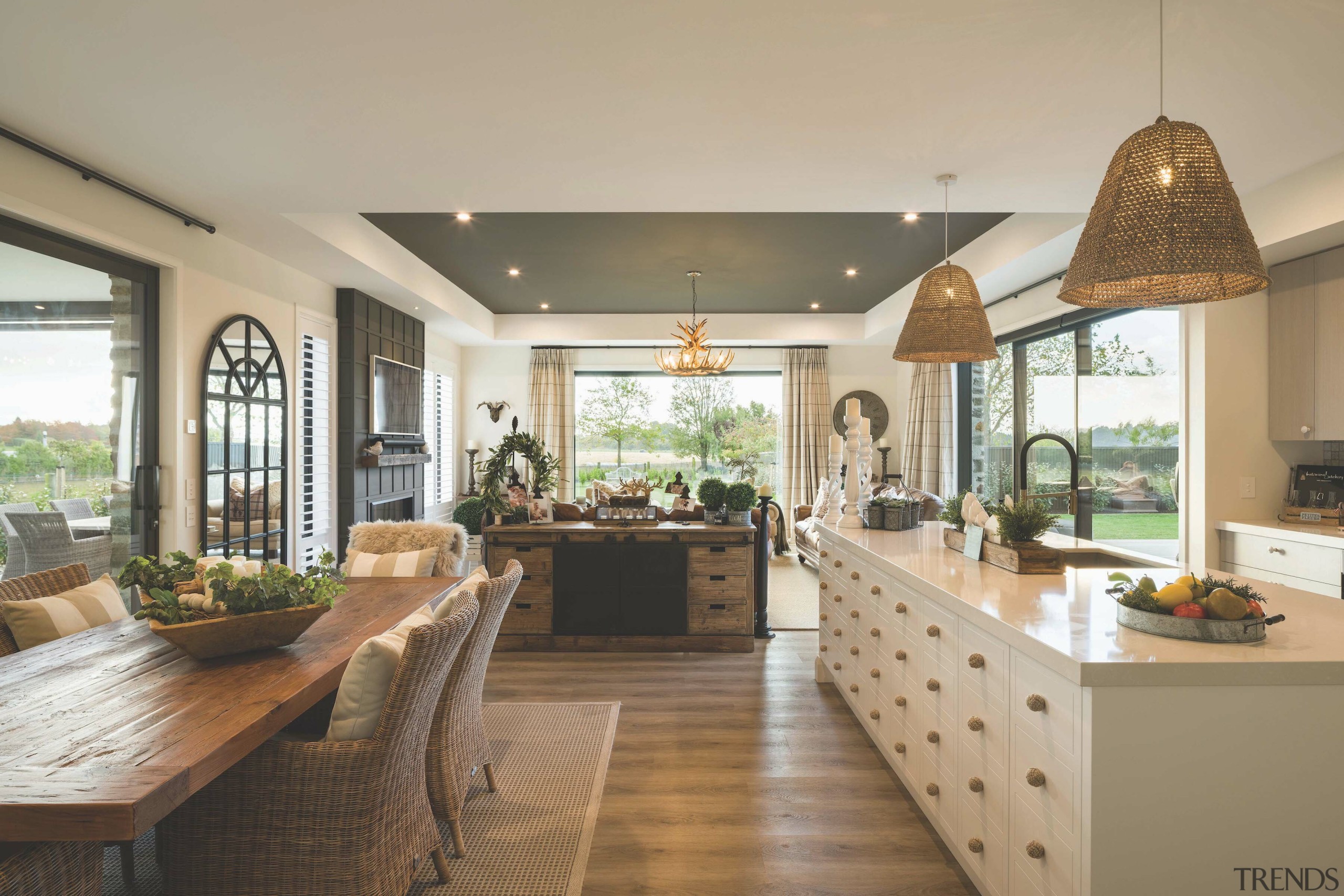 Kitchen and dining continue the rustic vibe aesthetic. 