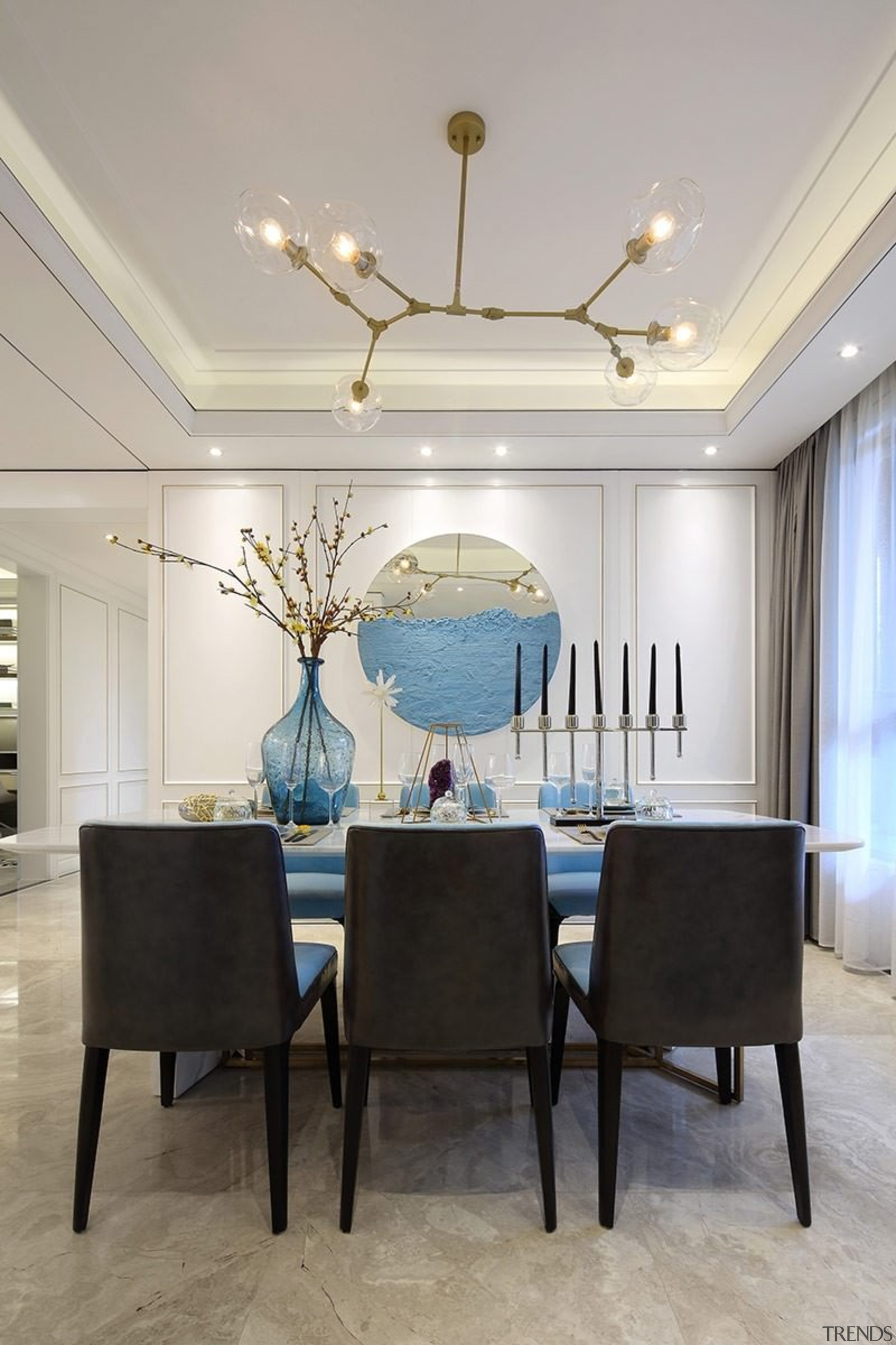 Designer: Li Jianmei Photography by Jianghe Architectural Photography ceiling, dining room, furniture, home, interior design, living room, room, table, wall, gray