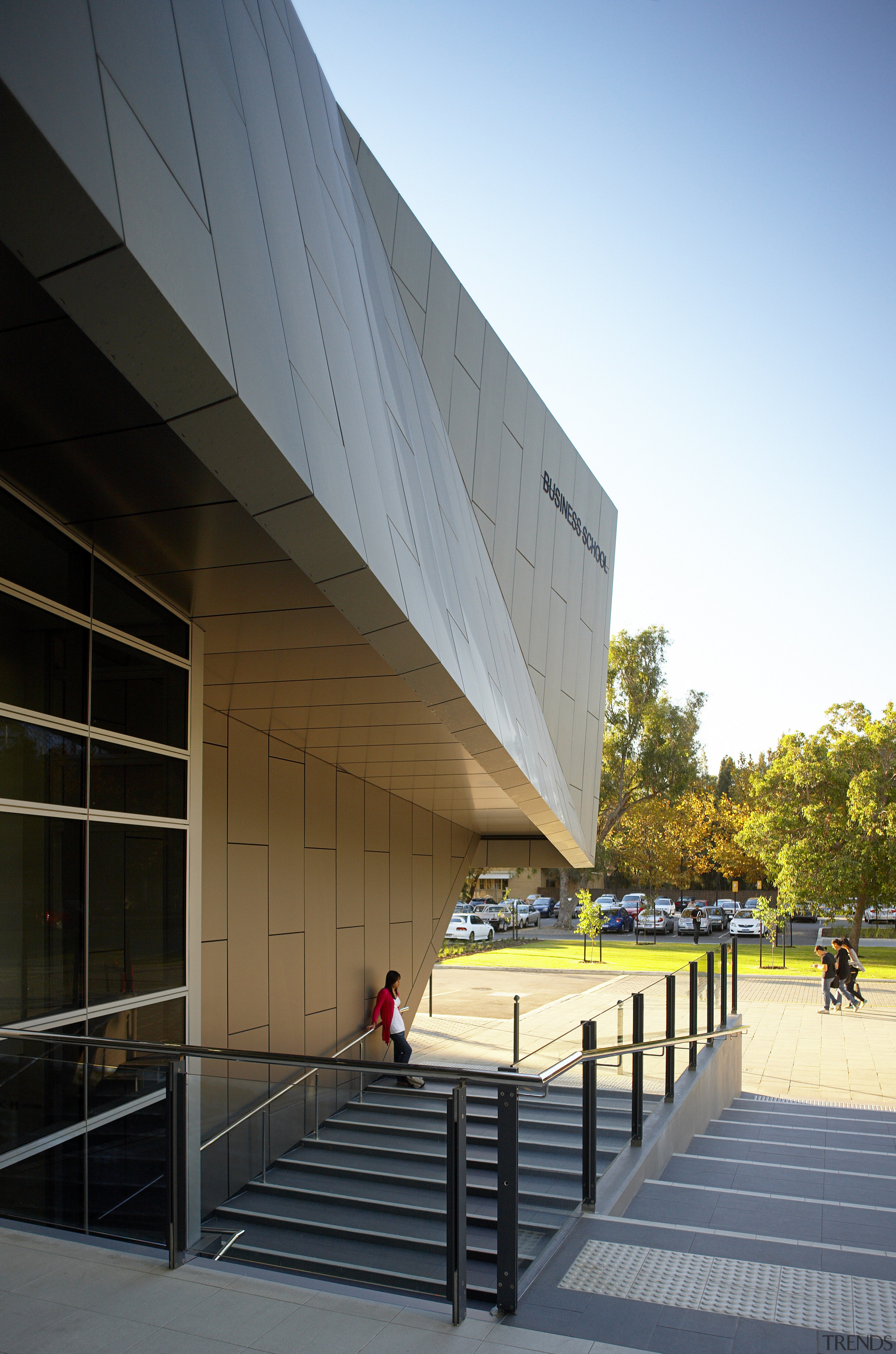 View of the new University of Western Australia's architecture, building, commercial building, corporate headquarters, daylighting, daytime, facade, headquarters, house, landmark, line, metropolitan area, mixed use, reflection, residential area, sky, structure, sunlight, tourist attraction