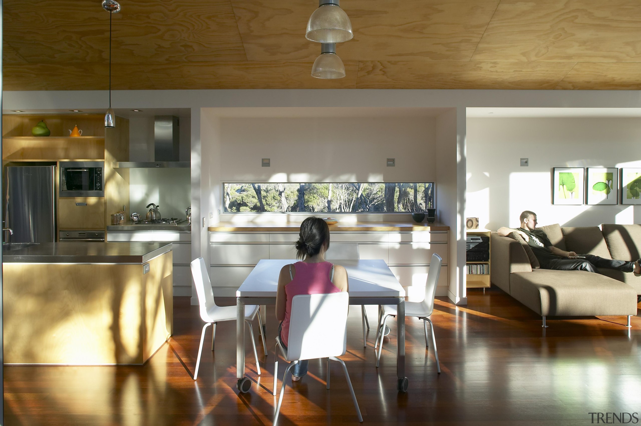 Mangawhai Heads, Northland - Point House - floor floor, flooring, house, interior design, living room, loft, real estate, room, table, brown