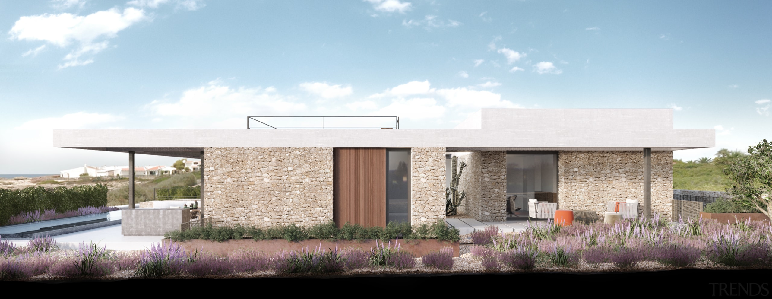 Island life – East view - architecture | architecture, elevation, facade, home, house, property, real estate, residential area, sky, white