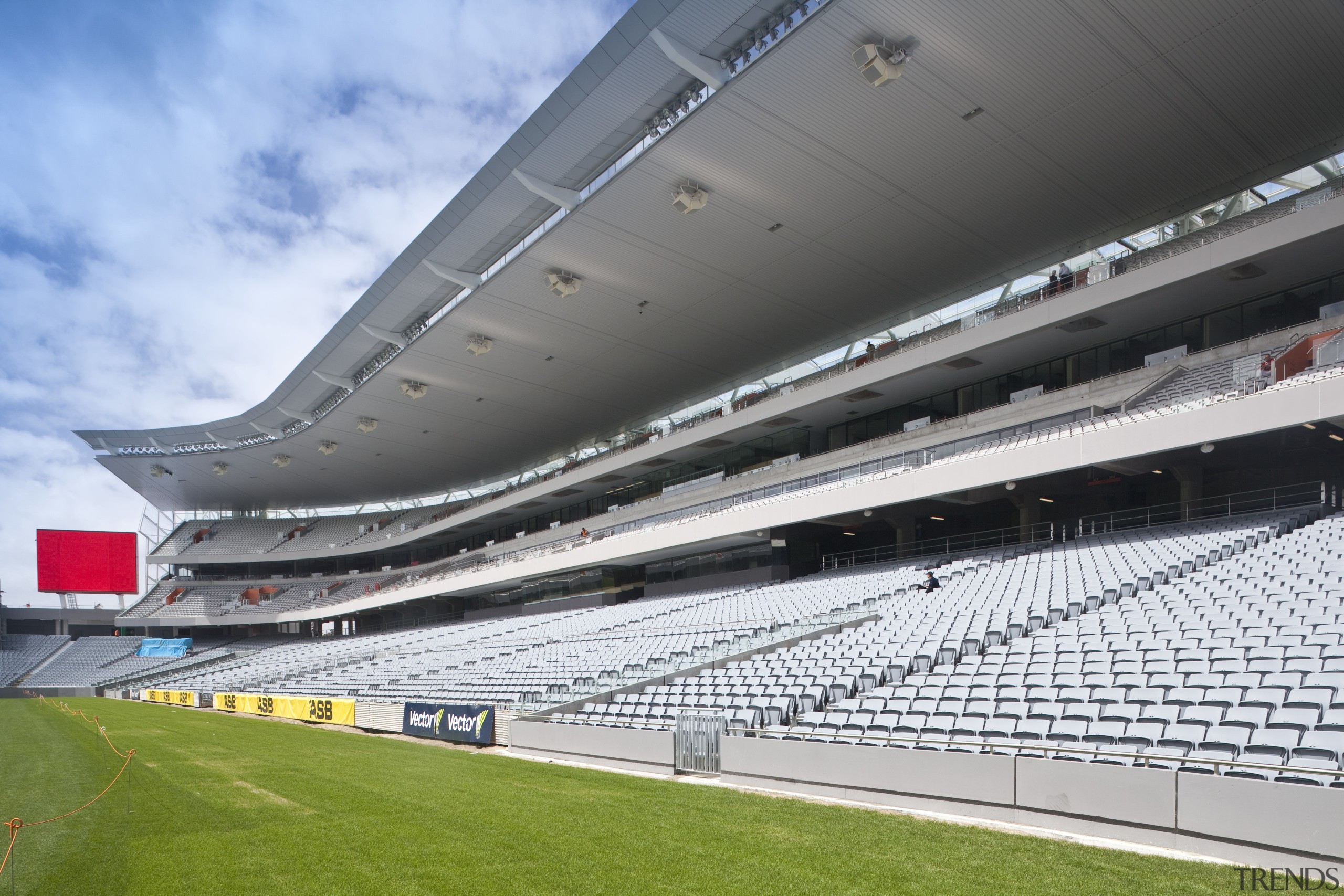 View of the rebuilt South Stand at Eden arena, atmosphere, atmosphere of earth, sky, soccer specific stadium, sport venue, stadium, structure, gray, white