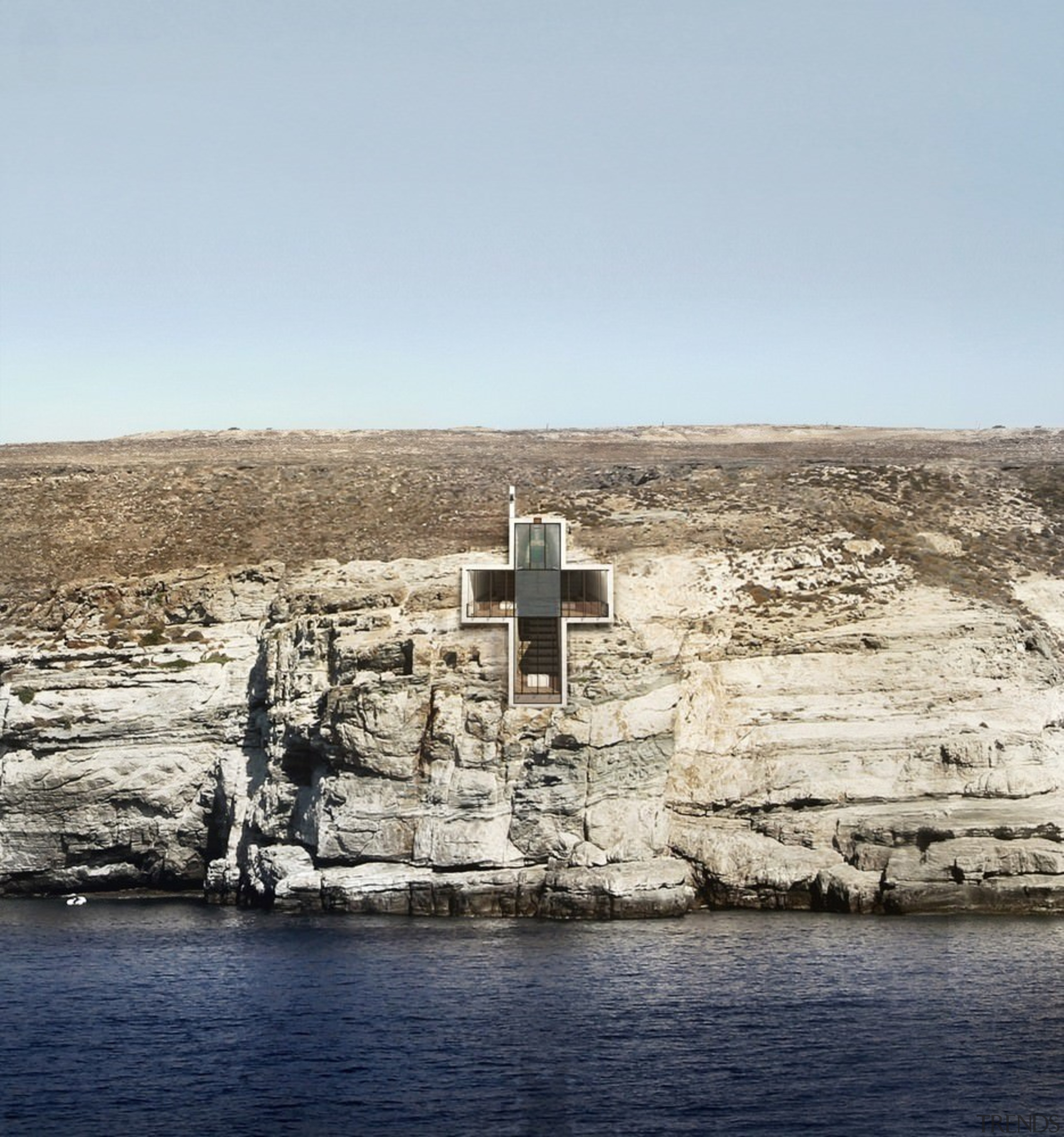 Lux Aeterna / Holy Cross Chapel: Images cliff, coast, coastal and oceanic landforms, rock, sea, sky, terrain, water, white