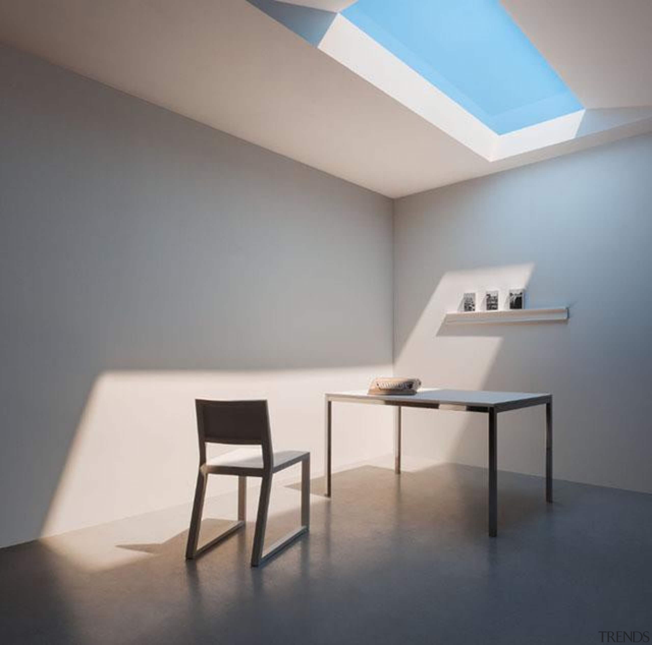 243472coelux2.jpg - 243472coelux2.jpg - architecture | ceiling | architecture, ceiling, chair, daylighting, floor, furniture, interior design, light, light fixture, lighting, product design, table, wall, gray