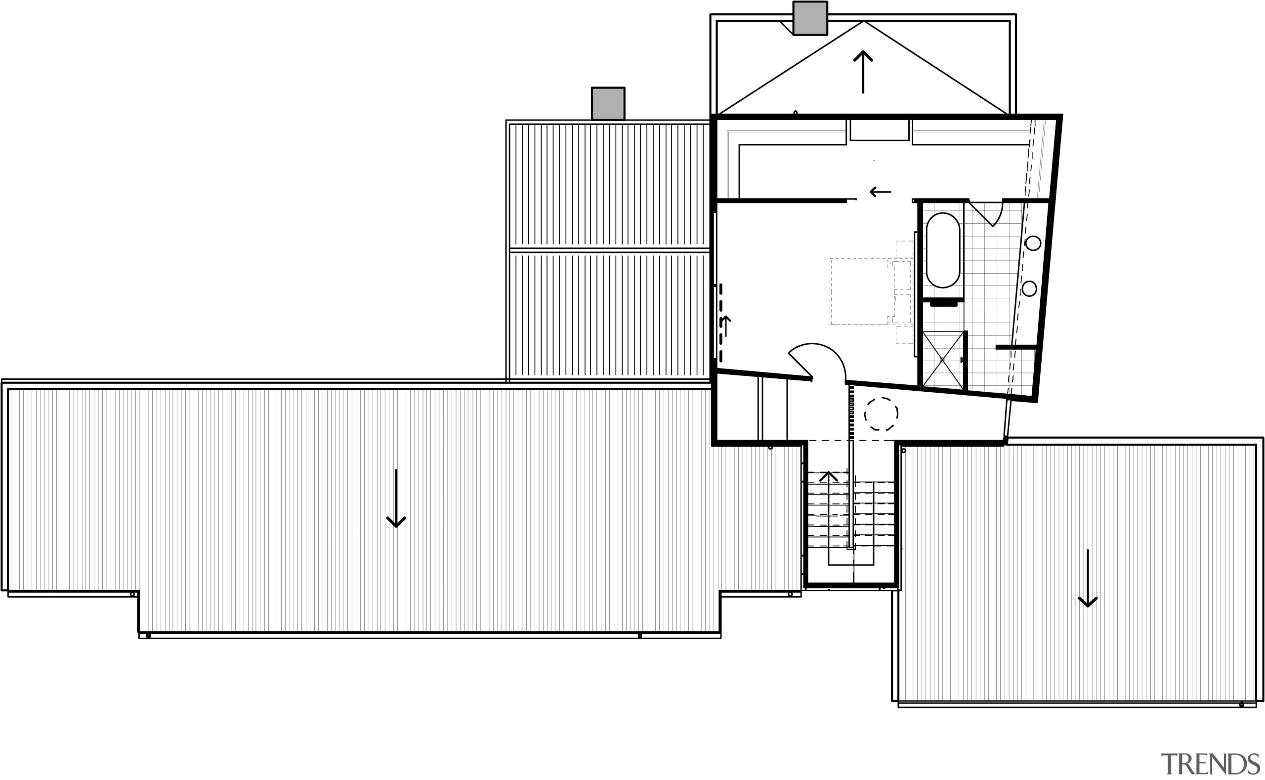 This plan shows the rakish nature of the angle, architecture, area, design, diagram, drawing, elevation, facade, floor plan, furniture, home, house, line, line art, product, product design, shed, square, structure, technical drawing, white