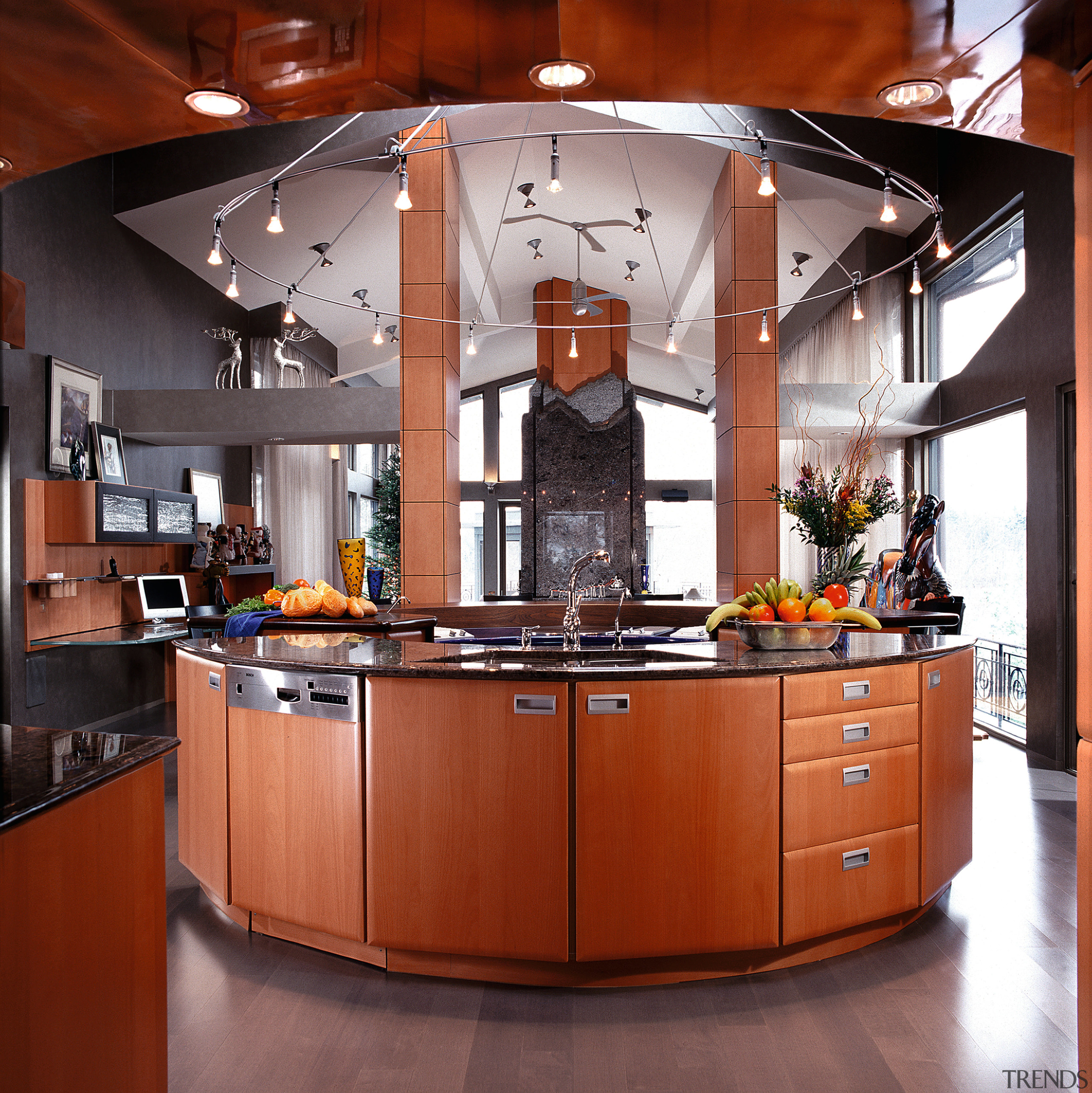 View of this well-designed kitchen - View of cabinetry, countertop, cuisine classique, interior design, kitchen, red