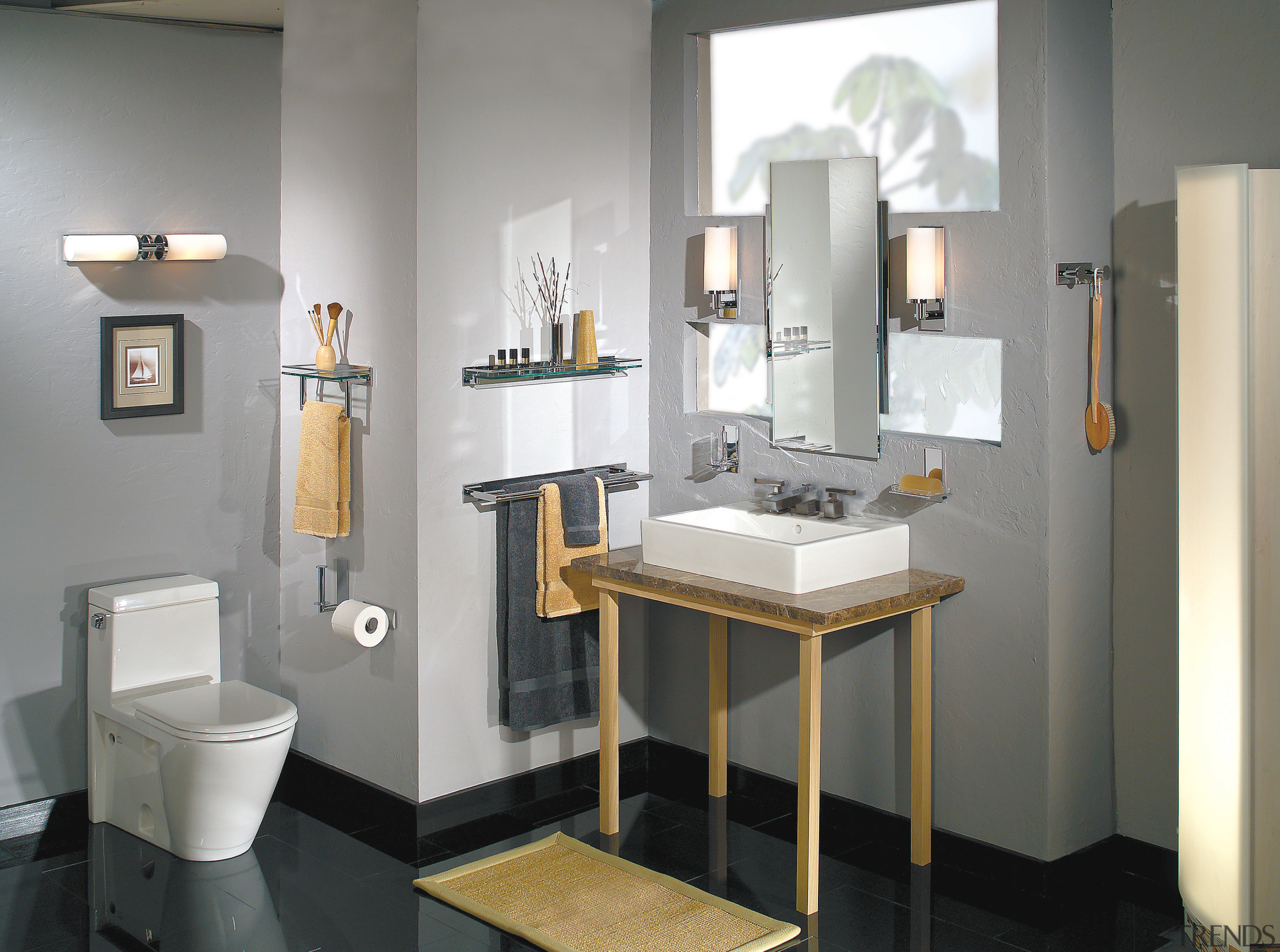 View of this bathroom - View of this bathroom, bathroom accessory, bathroom cabinet, interior design, plumbing fixture, product design, room, sink, gray, white