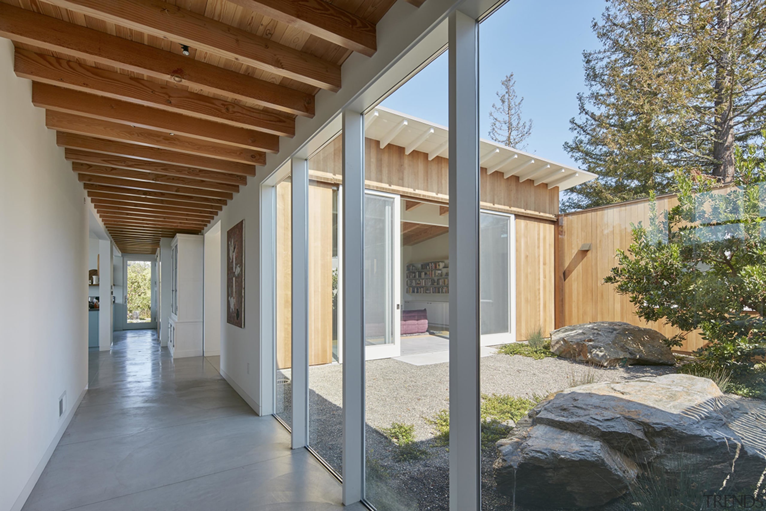 This home's interior courtyard offers an intimate, natural 