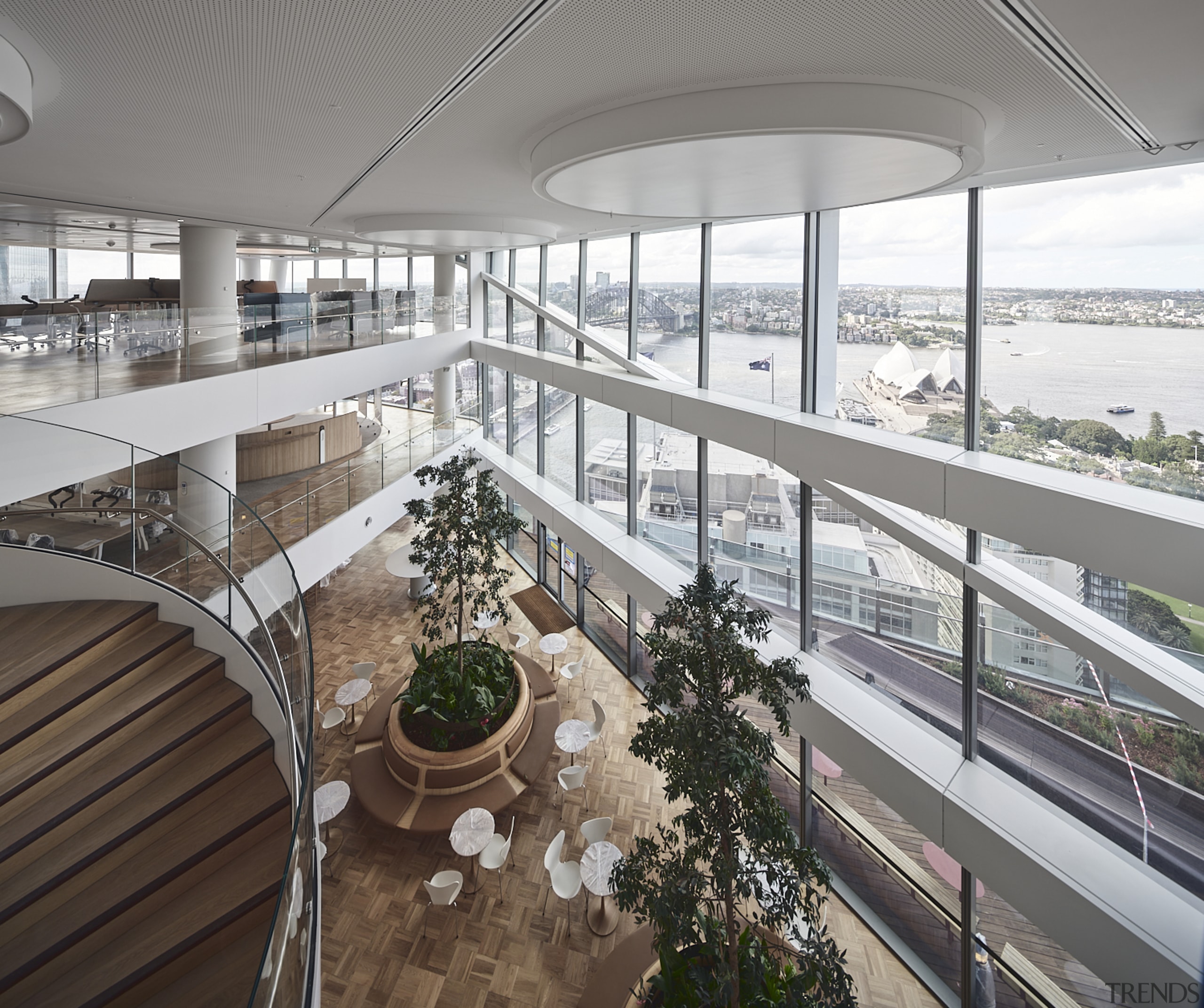 The series of stacked atria create a social 