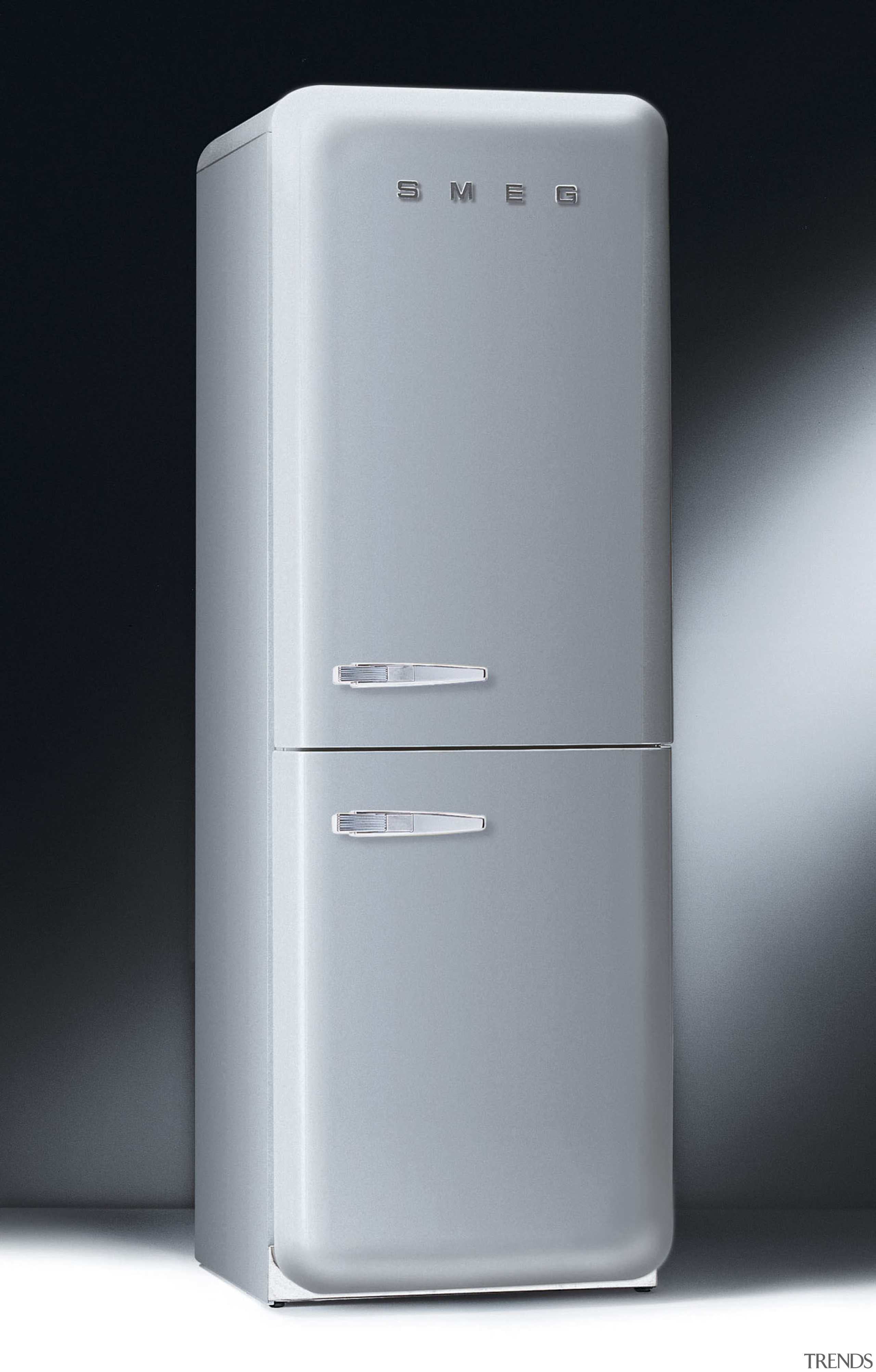 View of Smeg fridge. - View of Smeg home appliance, kitchen appliance, major appliance, product, product design, refrigerator, gray, black