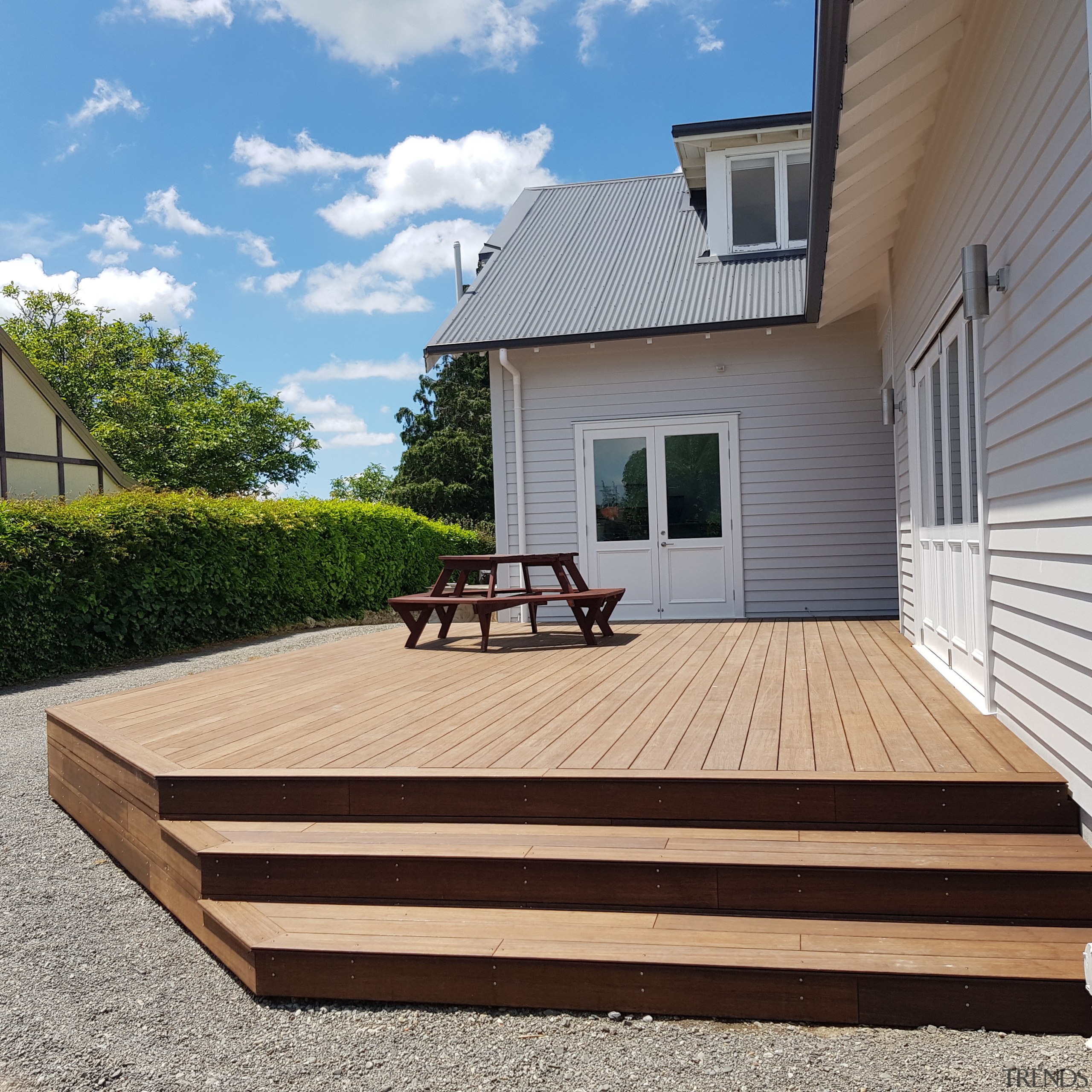 The decking is made from compressed bamboo fibres 