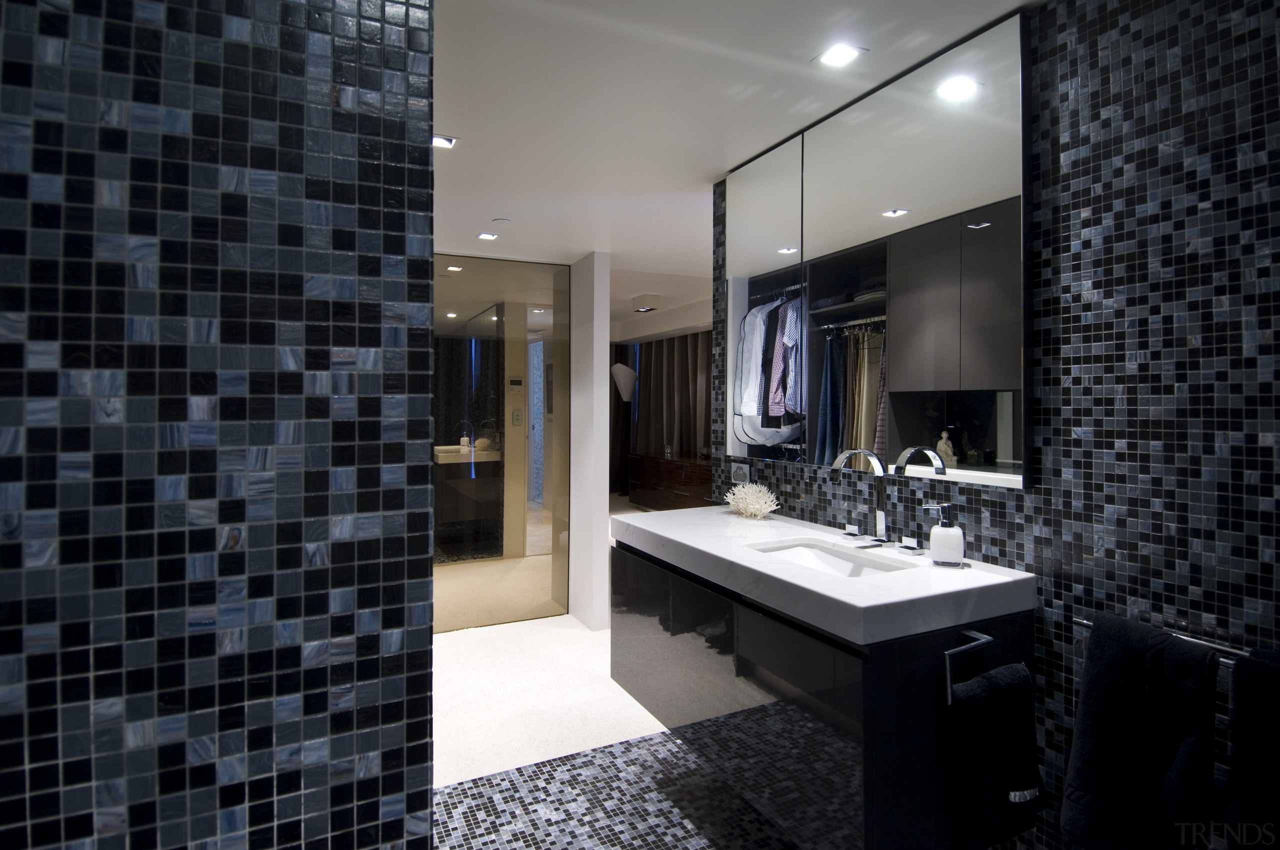 Apartment interior by Ellivo Architects - Apartment interior architecture, bathroom, floor, flooring, interior design, property, room, tile, wall, black