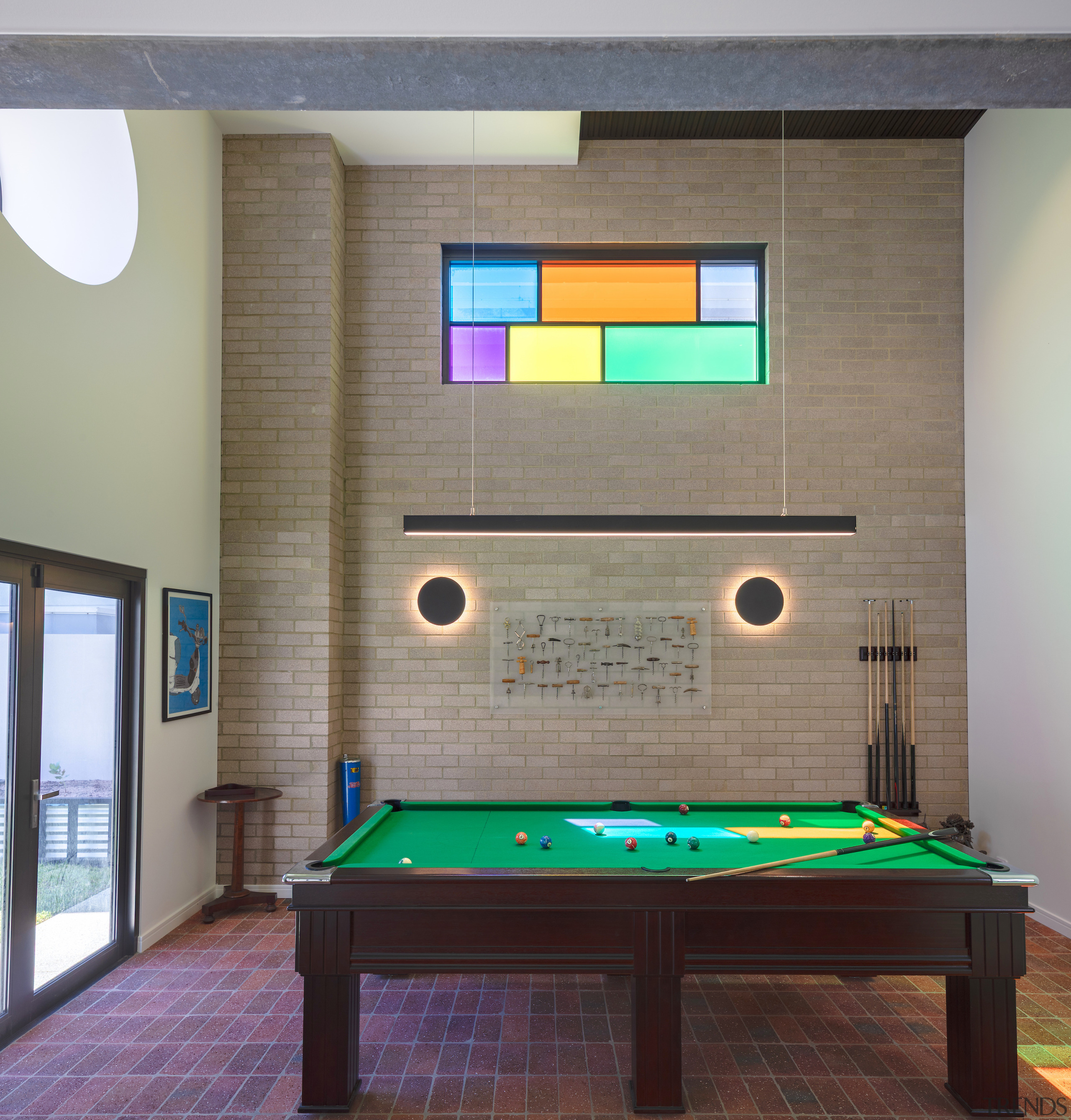 The games room complete with unusual corkscrew collection. 