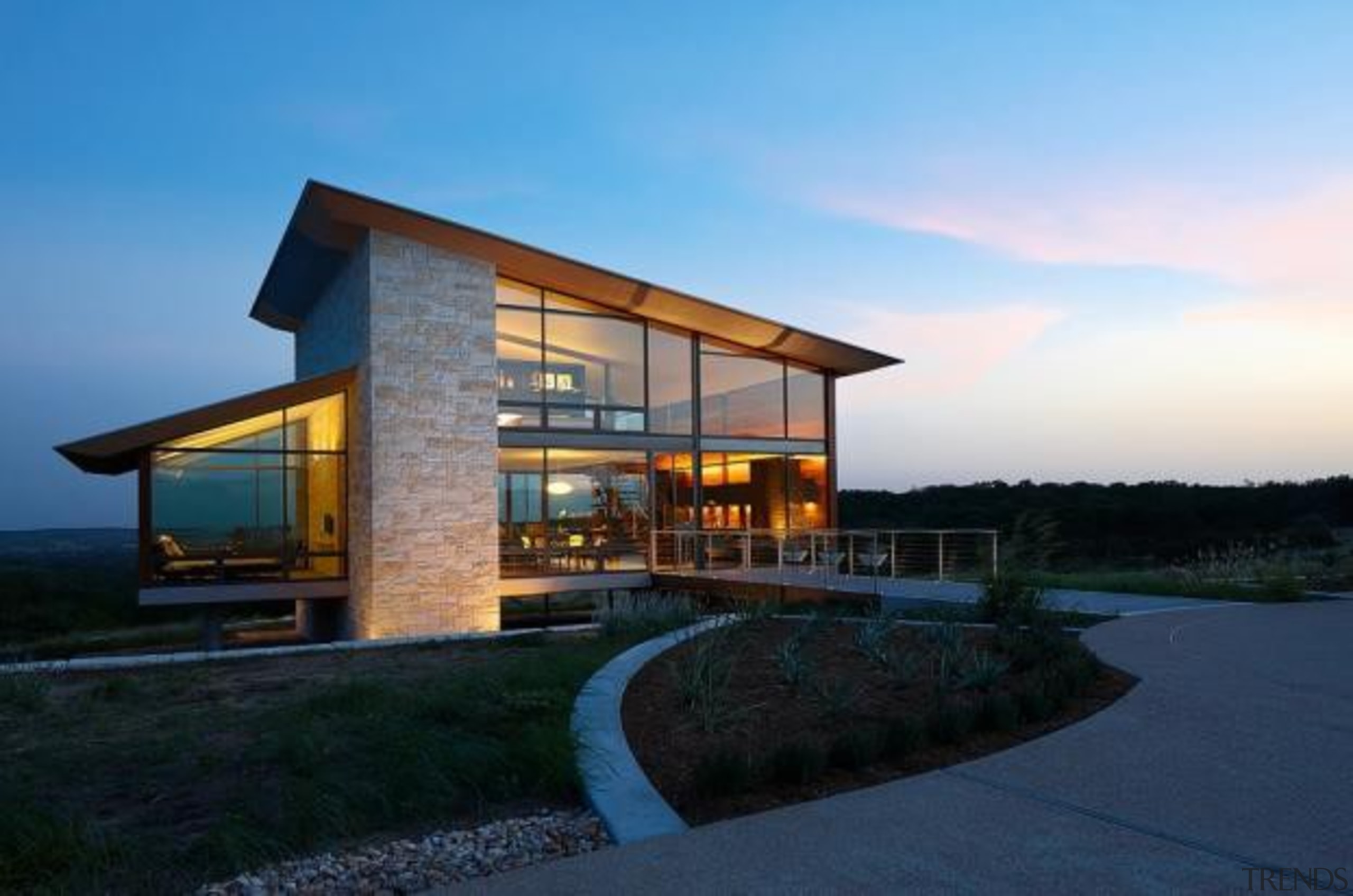 Gewinner residence, Fredericksburg, Texas, United StatesEnergy Architecture architecture, cottage, estate, facade, home, house, landscape, property, real estate, sky, teal, black