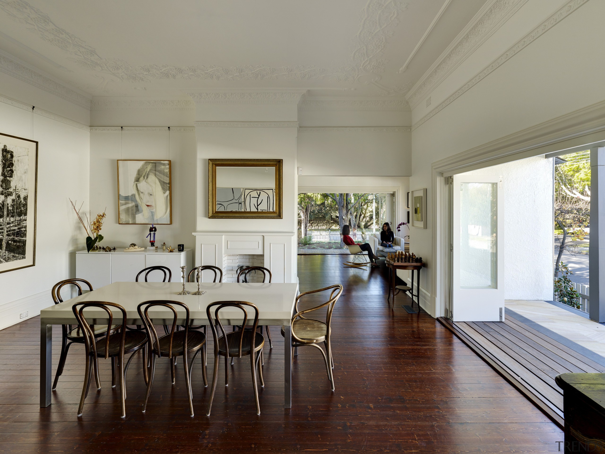 Existing front rooms remain much as they were ceiling, dining room, floor, flooring, house, interior design, living room, real estate, table, window, gray