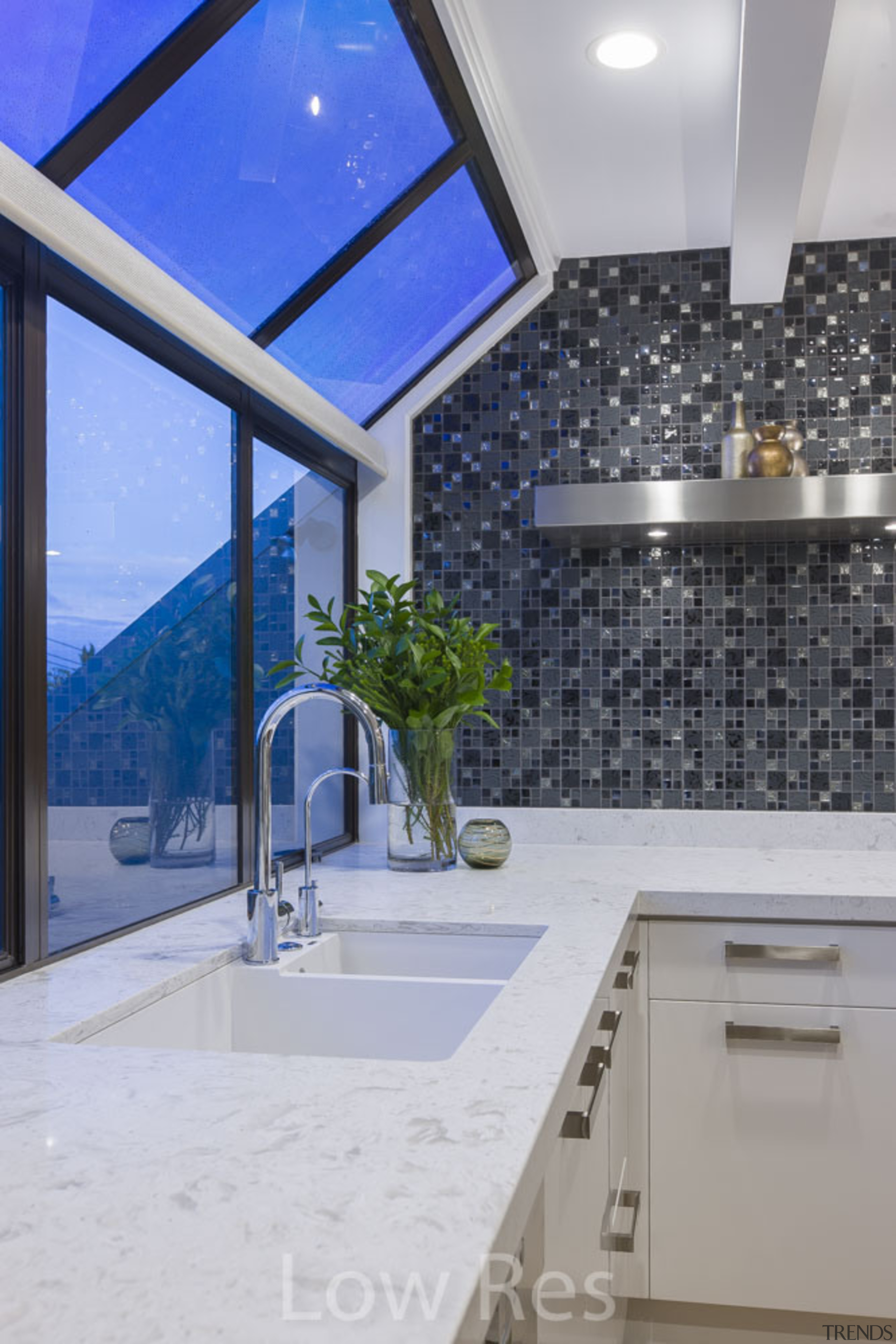 St Heliers III - architecture | ceiling | architecture, ceiling, countertop, daylighting, estate, glass, home, interior design, property, real estate, window, gray, blue