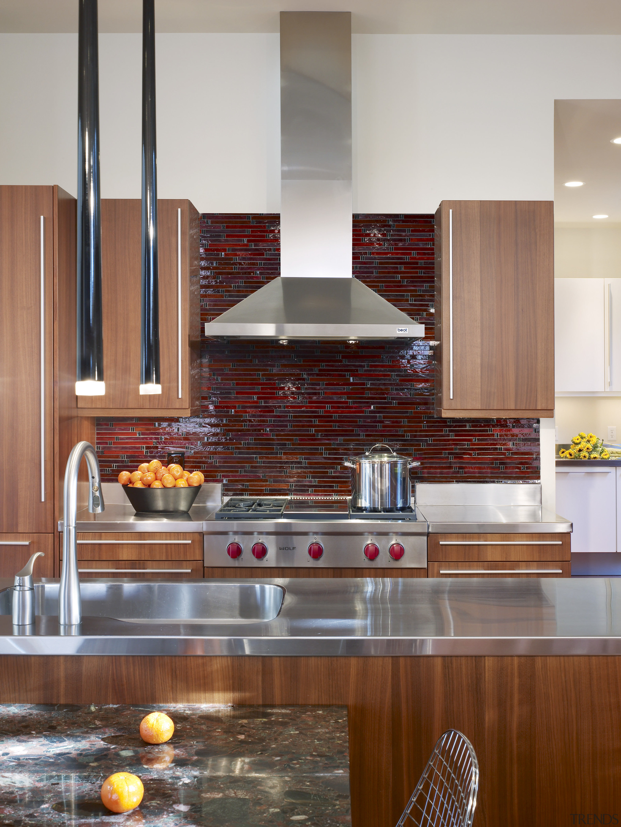 View of a kitchen which combines commerical touches cabinetry, countertop, cuisine classique, flooring, hardwood, home appliance, interior design, kitchen, room, gray