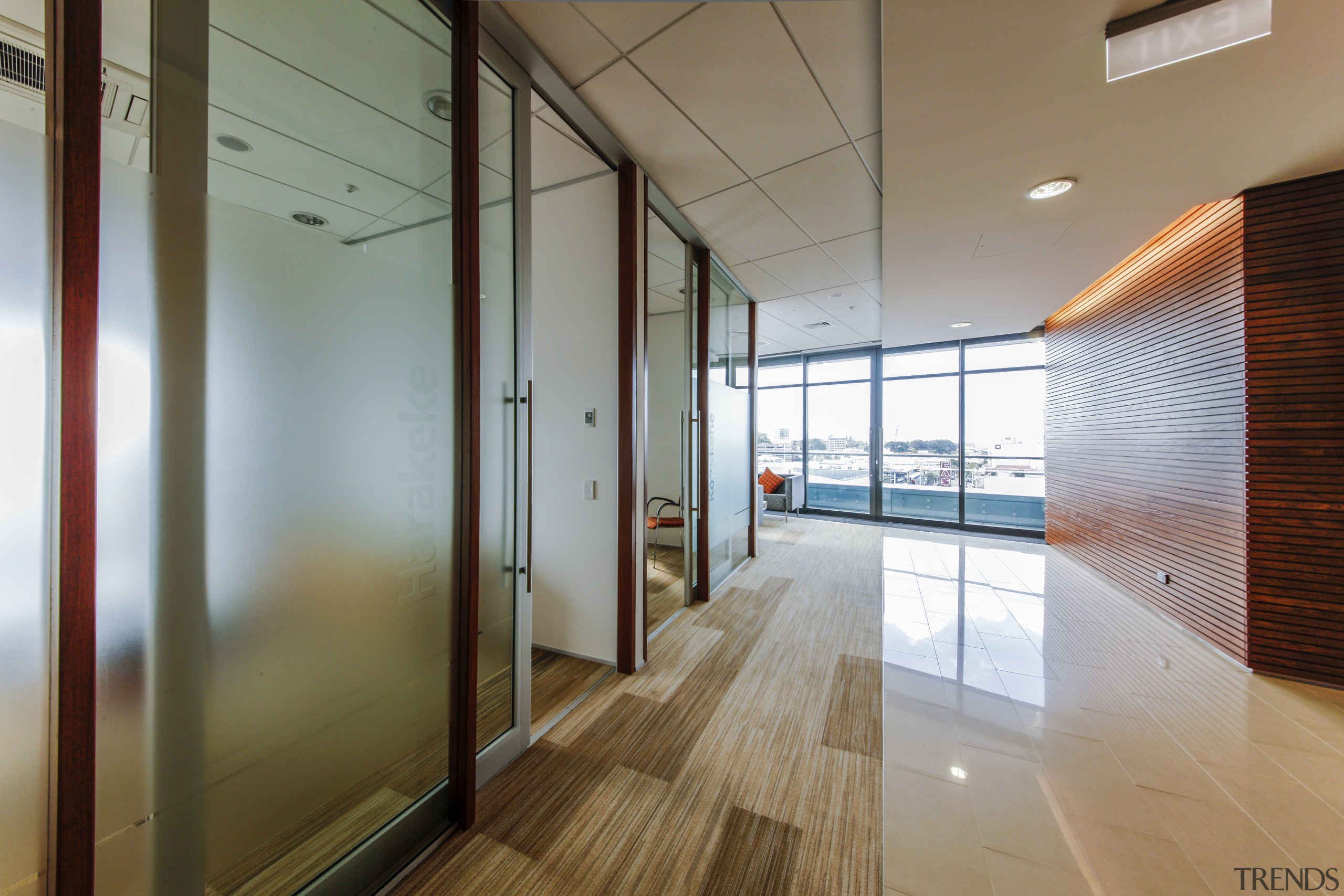 The first office block with a Green Star architecture, ceiling, daylighting, floor, house, interior design, real estate, window, wood, gray, brown