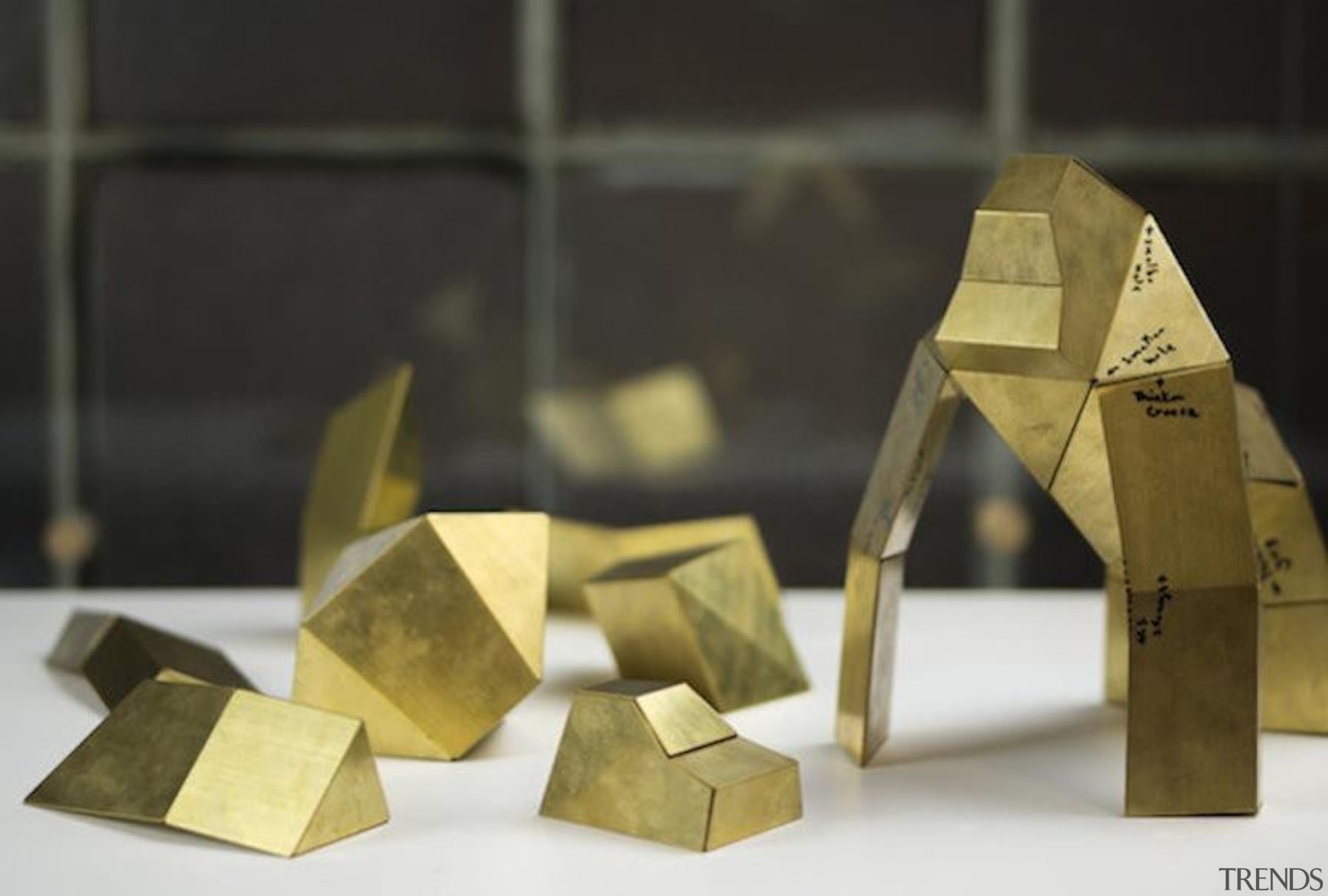 Poligon is a collection of foldable metallic sculptures material, metal, product design, black