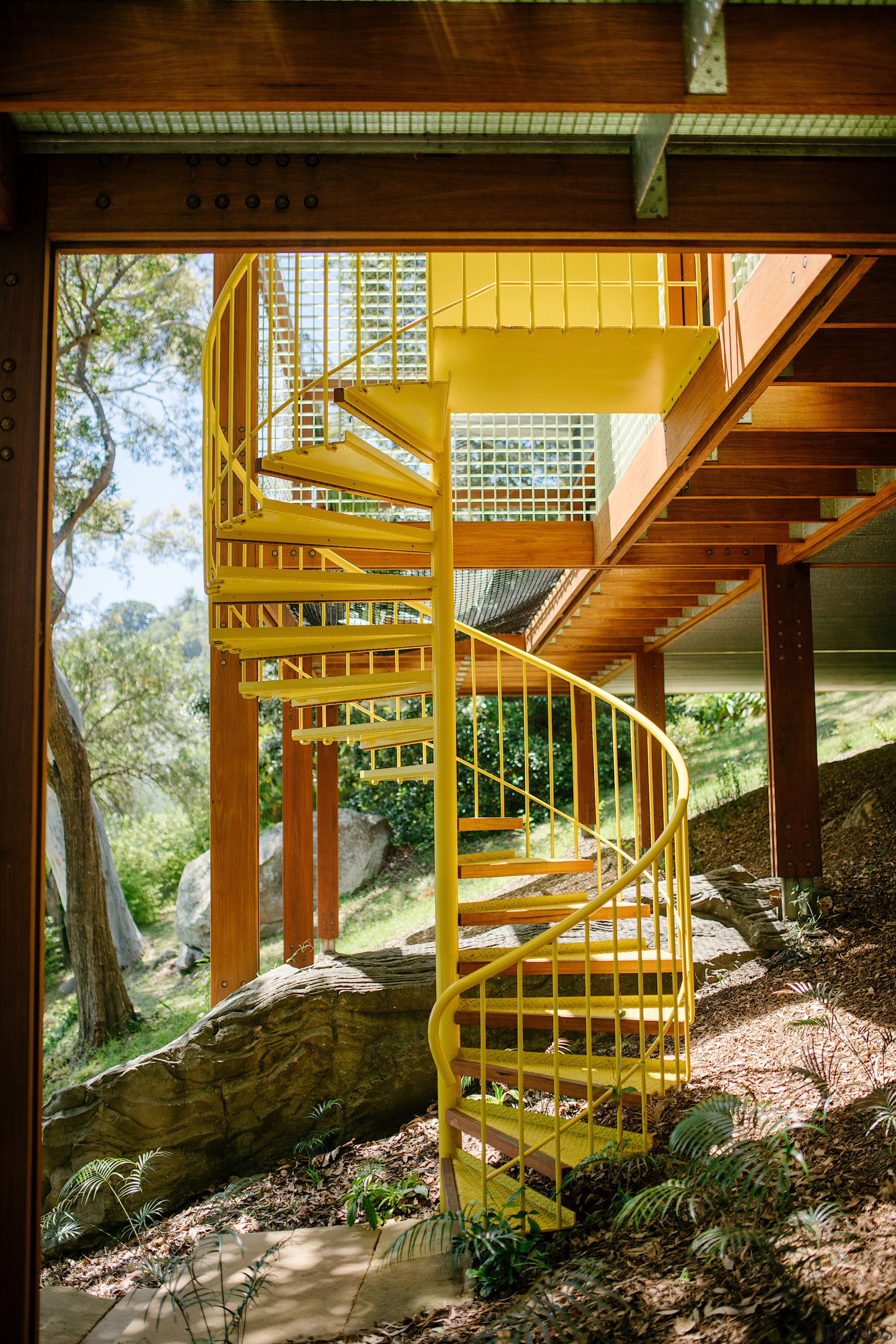 The entry staircase was craned in. Photography by 