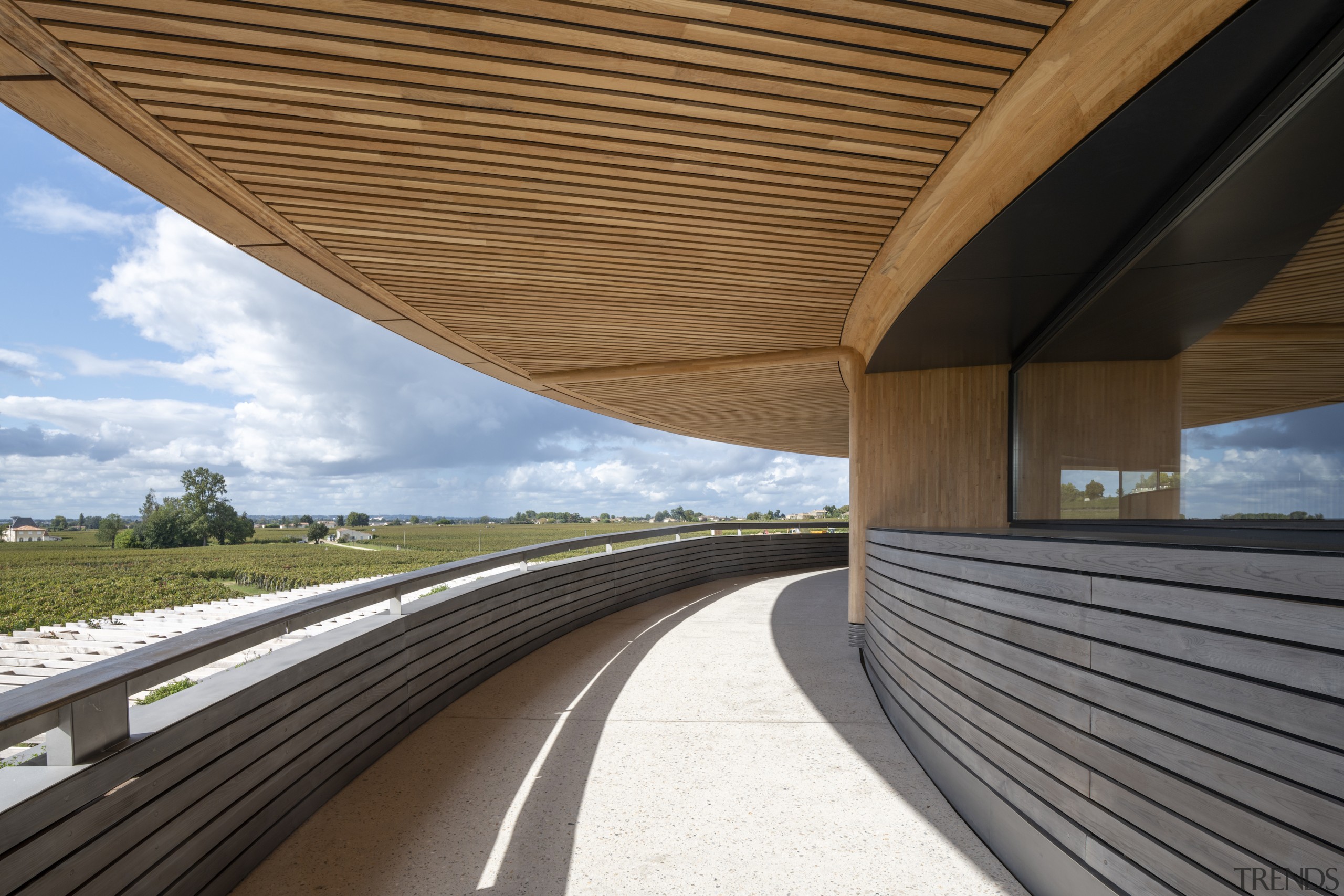 The winery's external ramp emphasises the building's relationship 