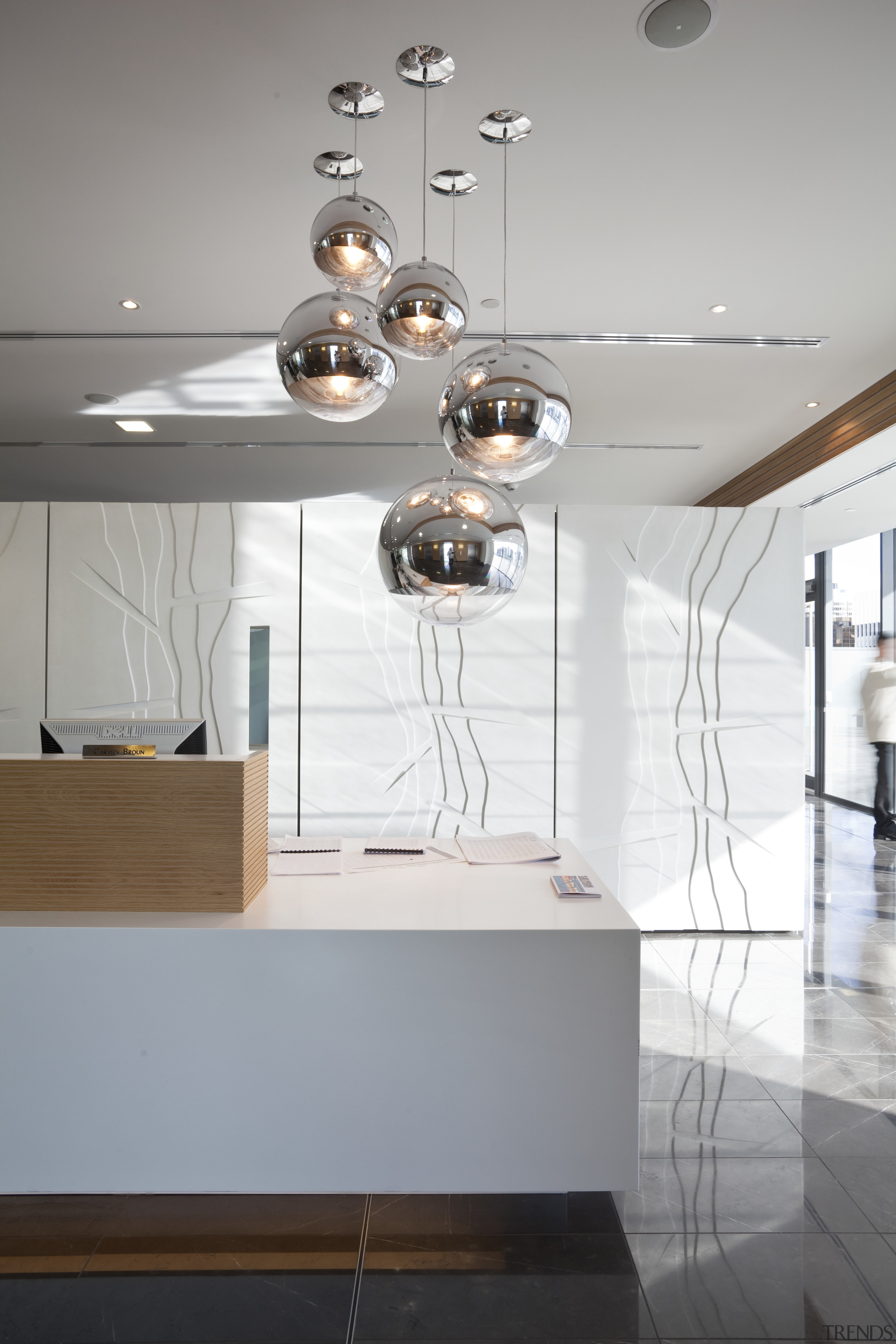 Interior view of the Britomart precinct with silver architecture, ceiling, glass, home, interior design, lamp, light fixture, lighting, lighting accessory, product design, table, gray