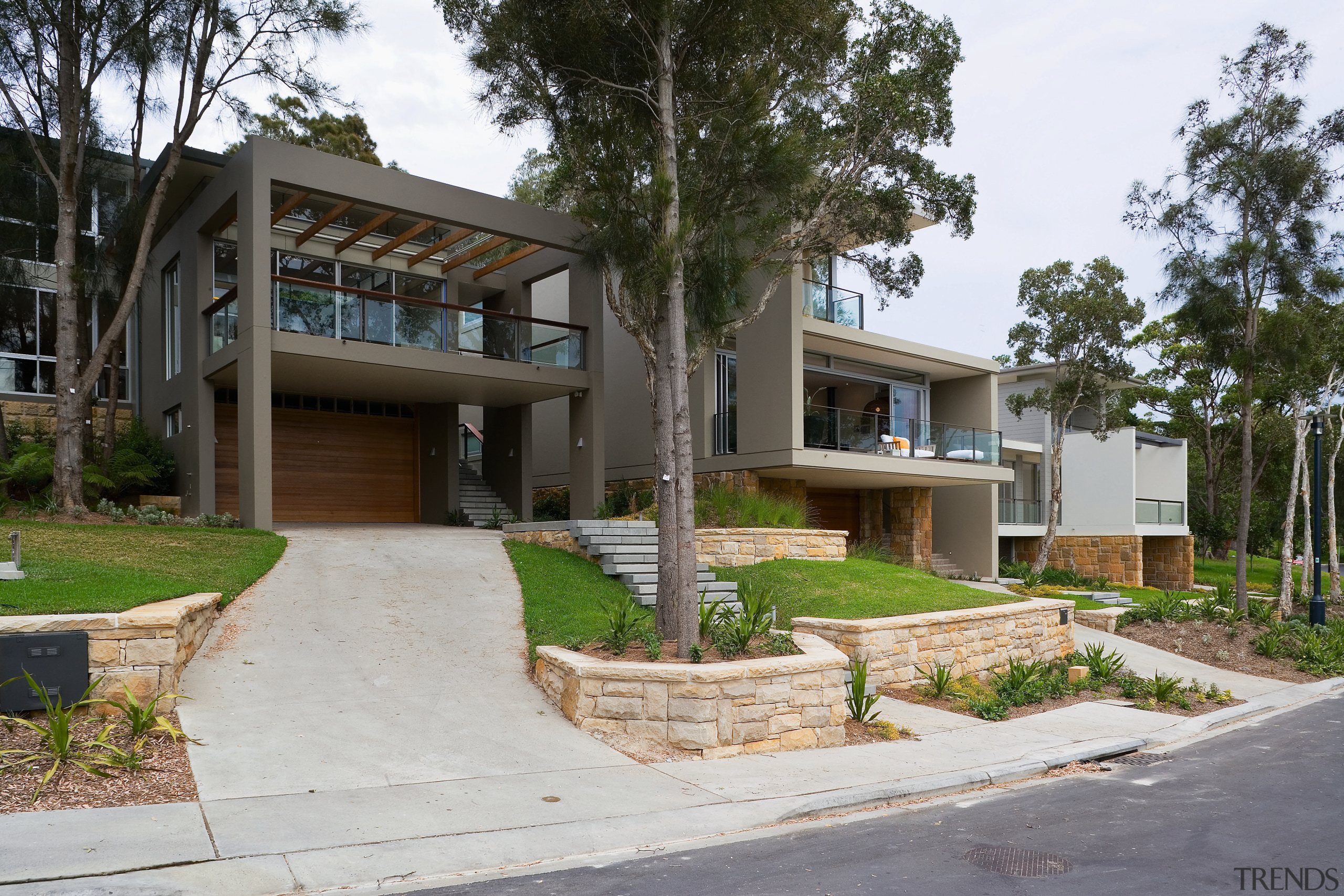 A view of a home developed by Lend architecture, condominium, cottage, estate, home, house, neighbourhood, property, real estate, residential area, gray