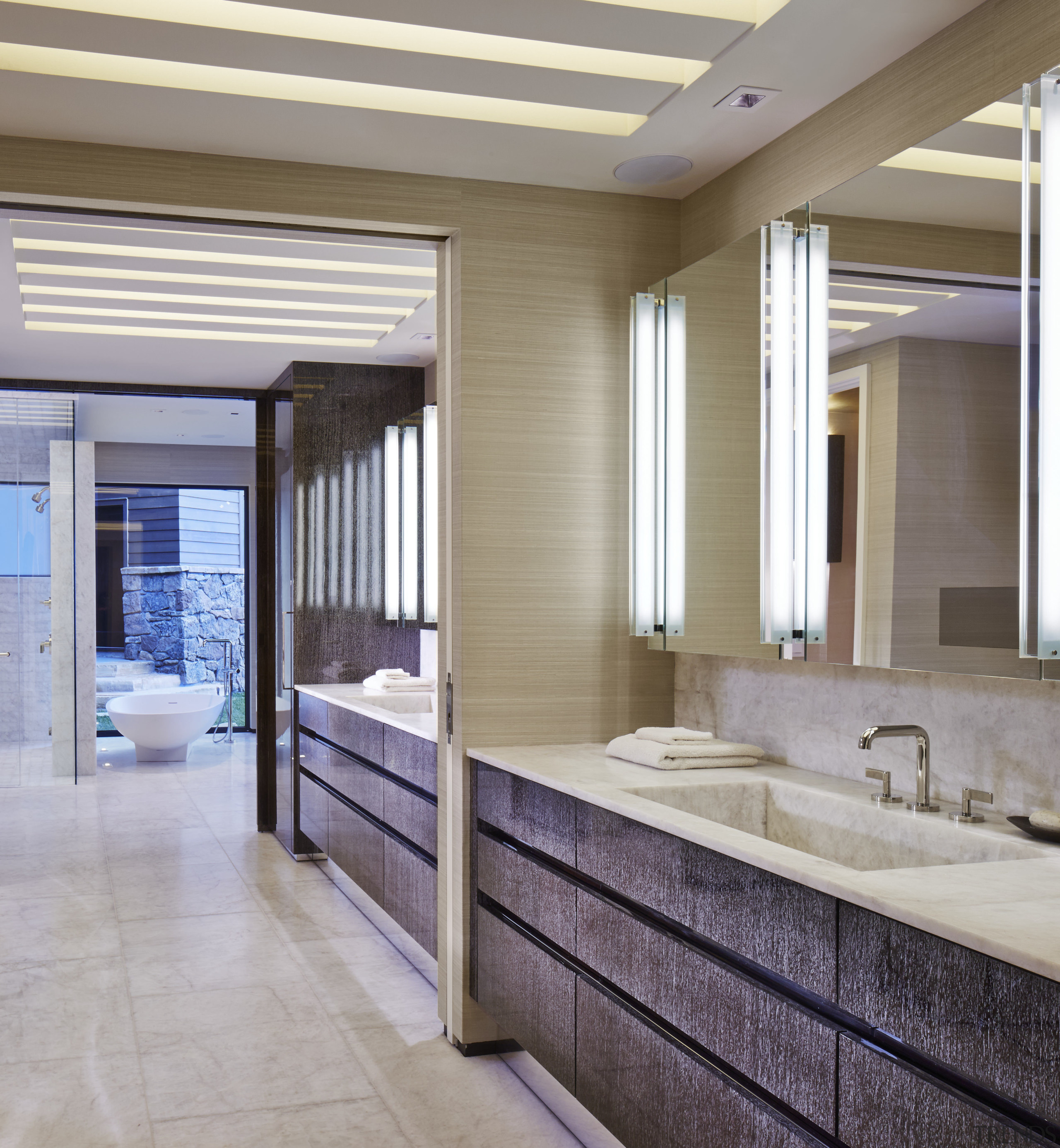 To create the distinctive look on the cabinetry bathroom, ceiling, floor, flooring, interior design, window, gray